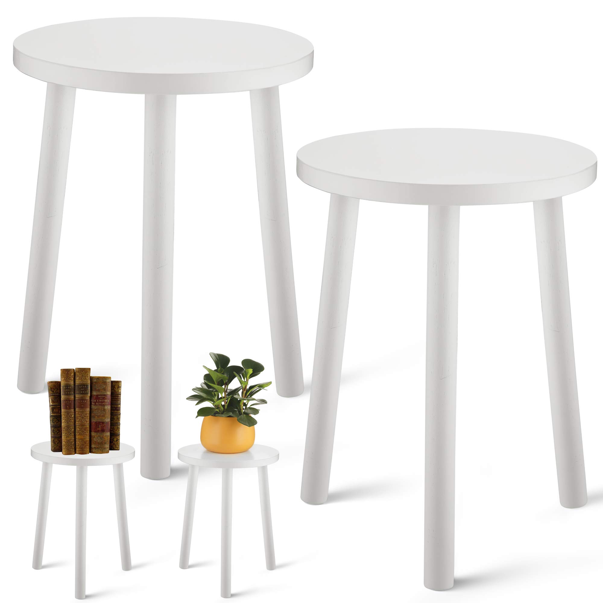 Buy LITADA Wood Stand (Set of 2) Mid Century Small Side Table, 15.8