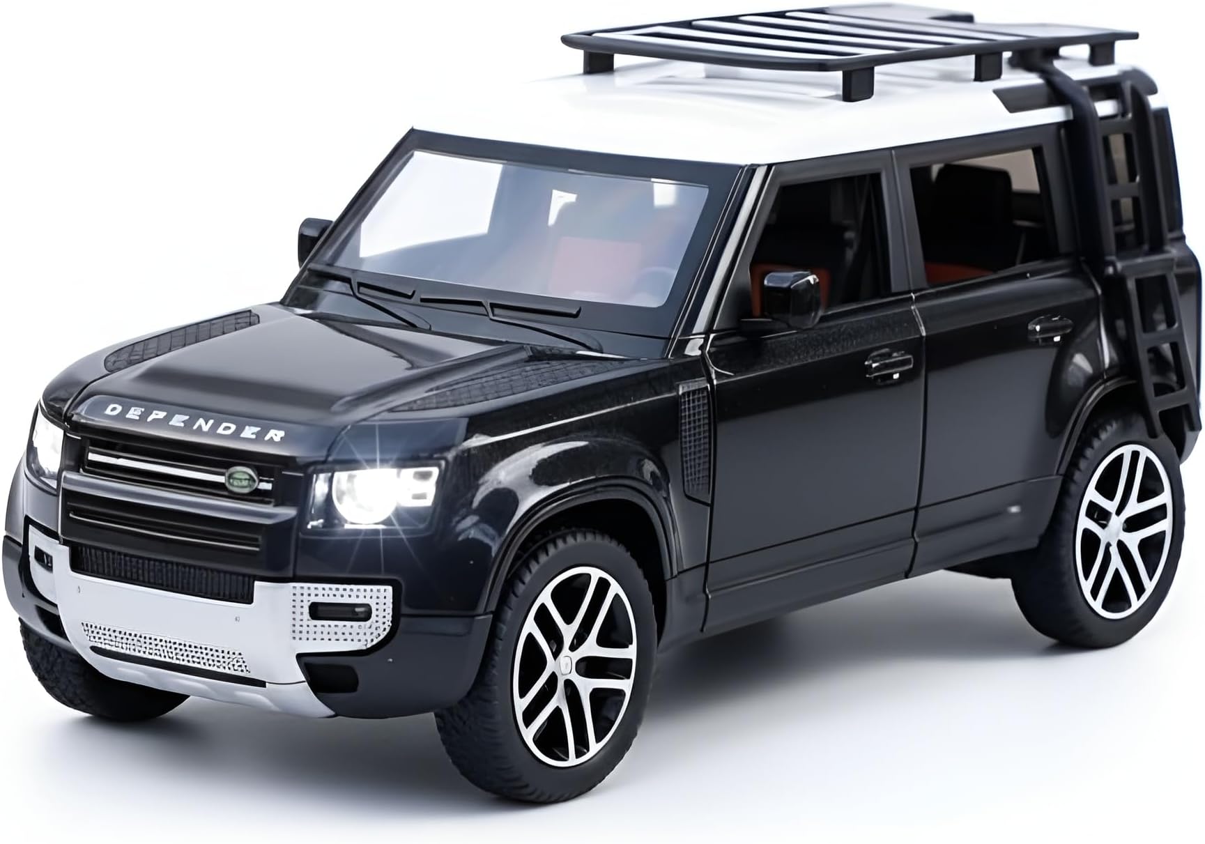 XQZMEE 1:22 Scale Die-Cast Defender Model Car | Metal Body Toy Vehicle with Openable Doors, Bonnet & Boot | Lights, Music & Pull-Back Action | Random Color Collectible Gift for Kids