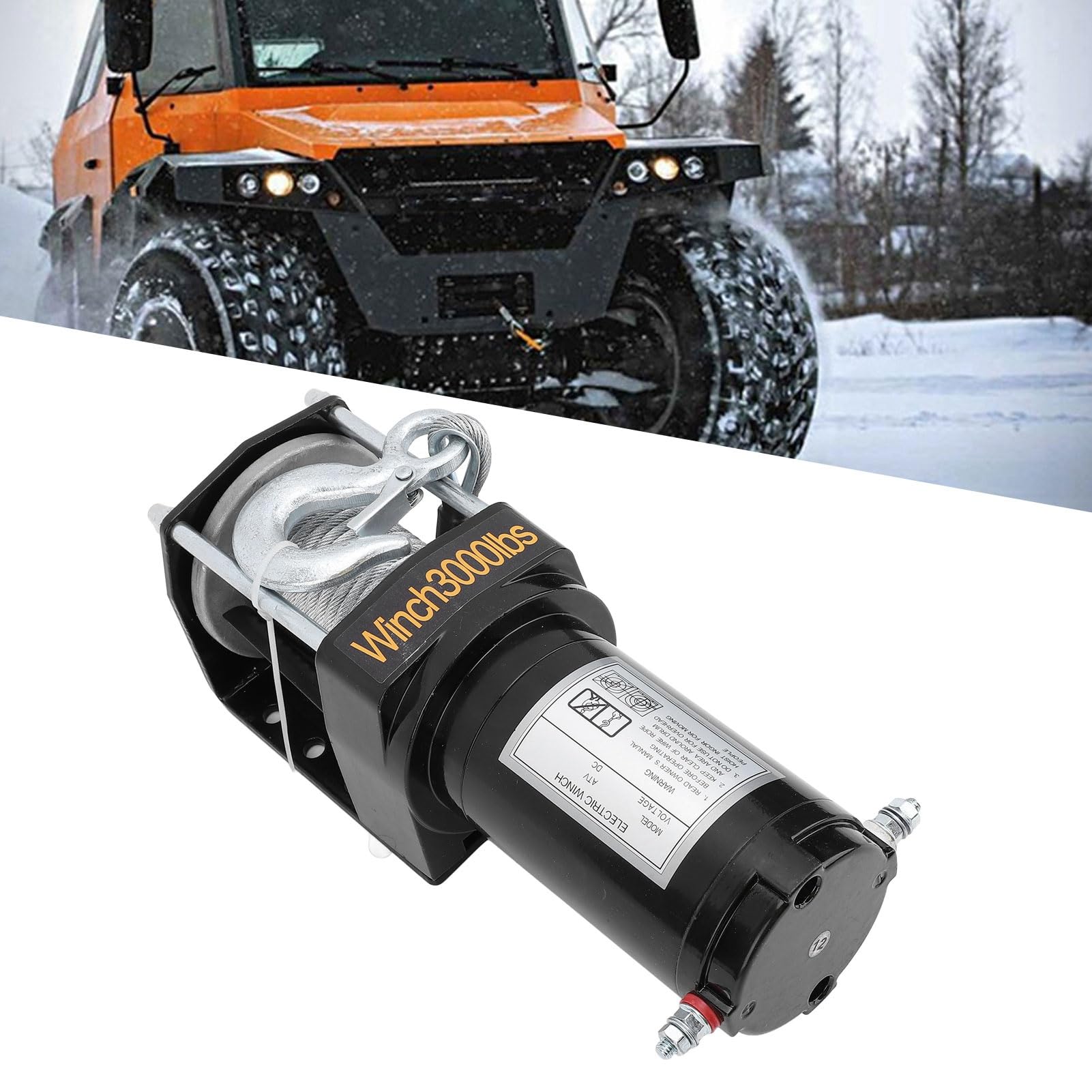 Generic Zestaw Wciągarki Elektrycznej 12V Mocne łożysko Holownicze o Udźwigu 3000 Funtów do Pojazdów Terenowych Stal 31x11x11cm
