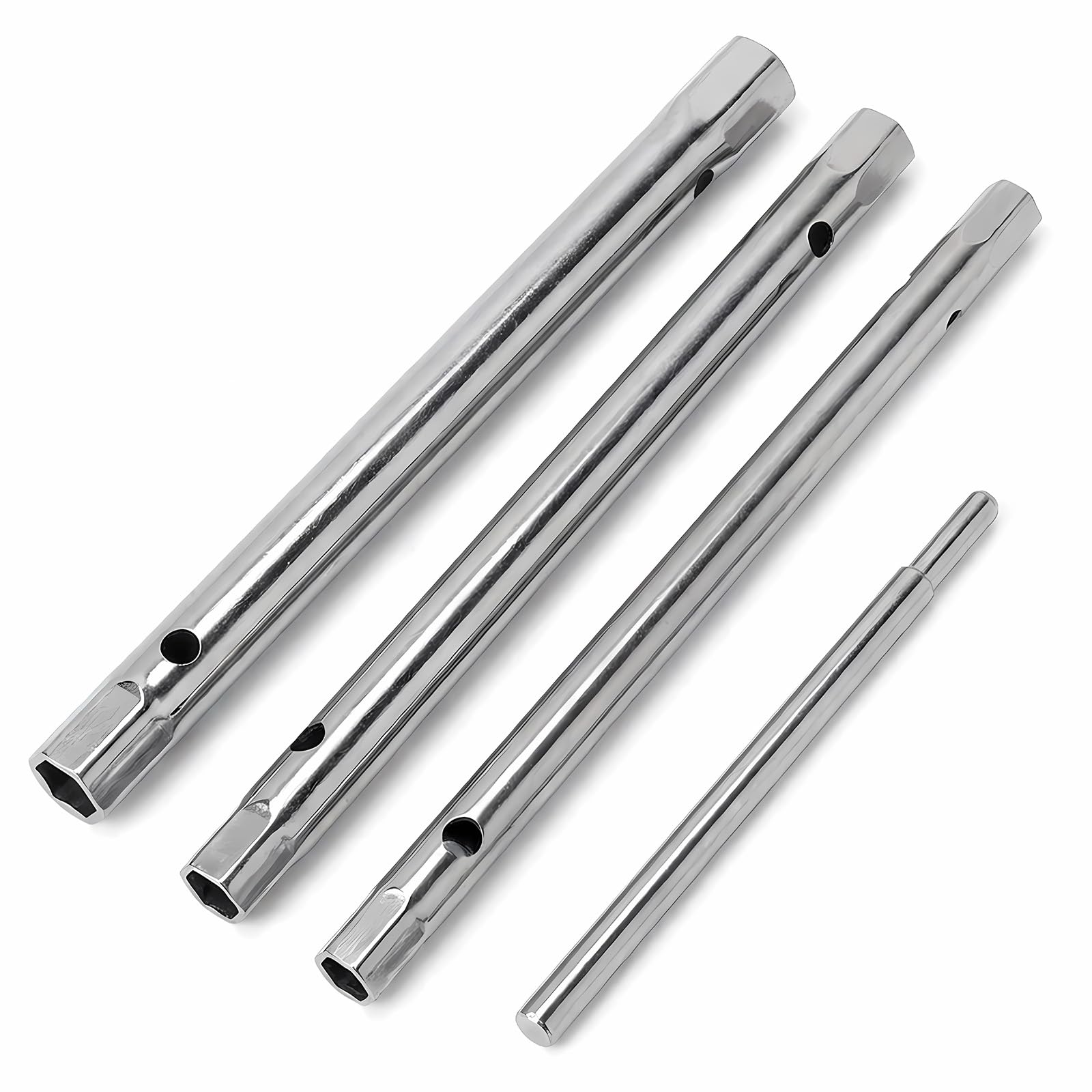 Set di Chiavi a Bussola, 4 Pezzi Chiavi a Tubo con Barra di Forza Rotante, 8x9/10x11/12x13 mm, in Acciaio Inossidabile per Dadi Esagonali e Fissaggio Sanitario