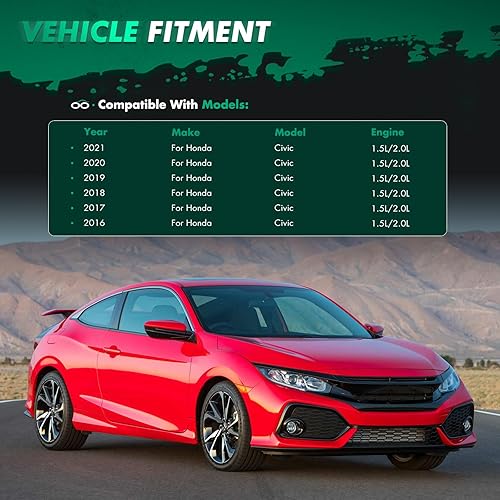 Miniatura 2 de SCITOO Delantal divisores laterales inferiores de parachoques trasero negro brillante se adapta a 2016-2019 para Honda Civic Sedan PP parachoques