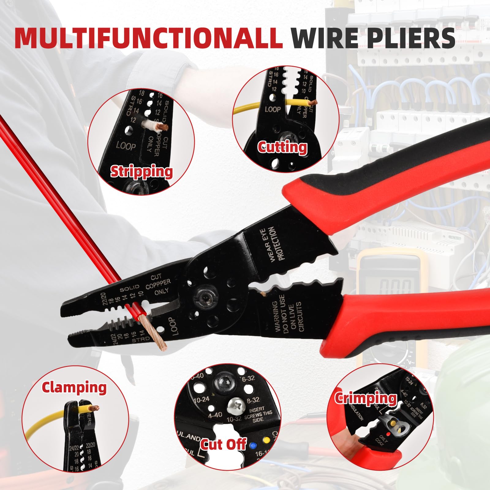ANGELSWORD 8" Wire Stripper, Wire Cutter, Wire Crimper, Electrician Tool — Amazon image 4