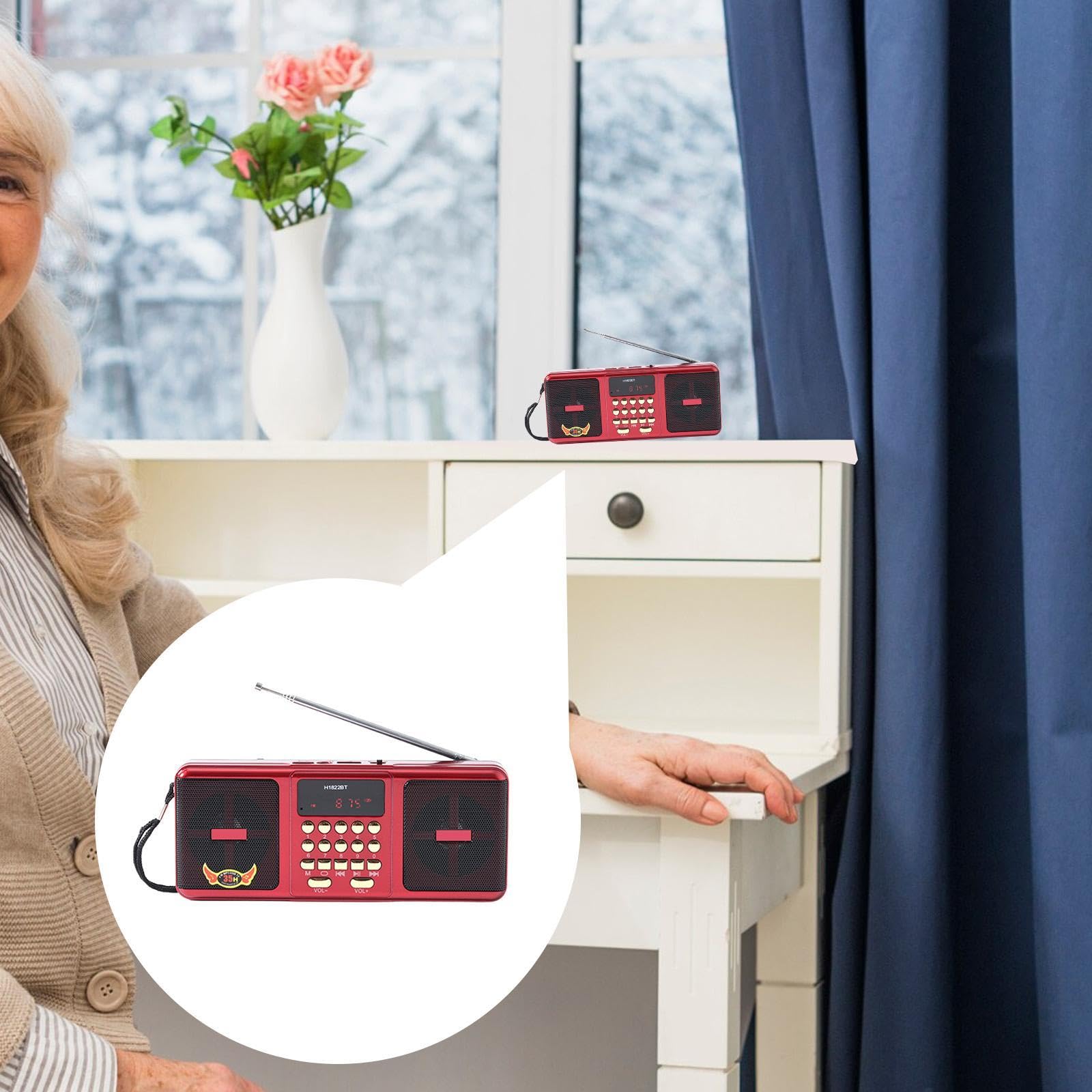 predolo Radio portátil, Ligera, Compatible con Tarjeta TF y USB Recargable con Altavoz, compacta para Correr y Caminar al Libre, Rojo