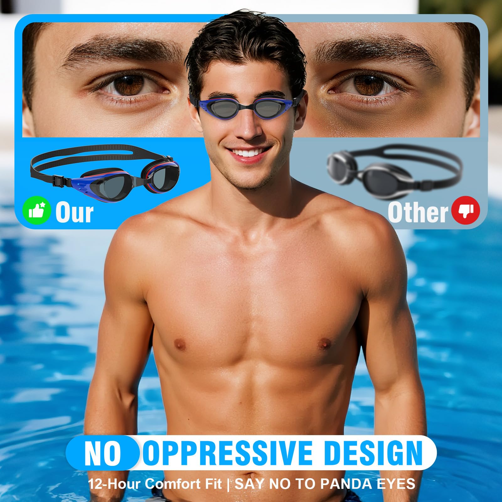 Antiappannamento Occhialini Piscina Generale | Occhialini Nuoto Uomo E Donna Per Adulti Protezione UV Impermeabili | Guarnizione In Silicone, Ponte Nasale Autoregolante