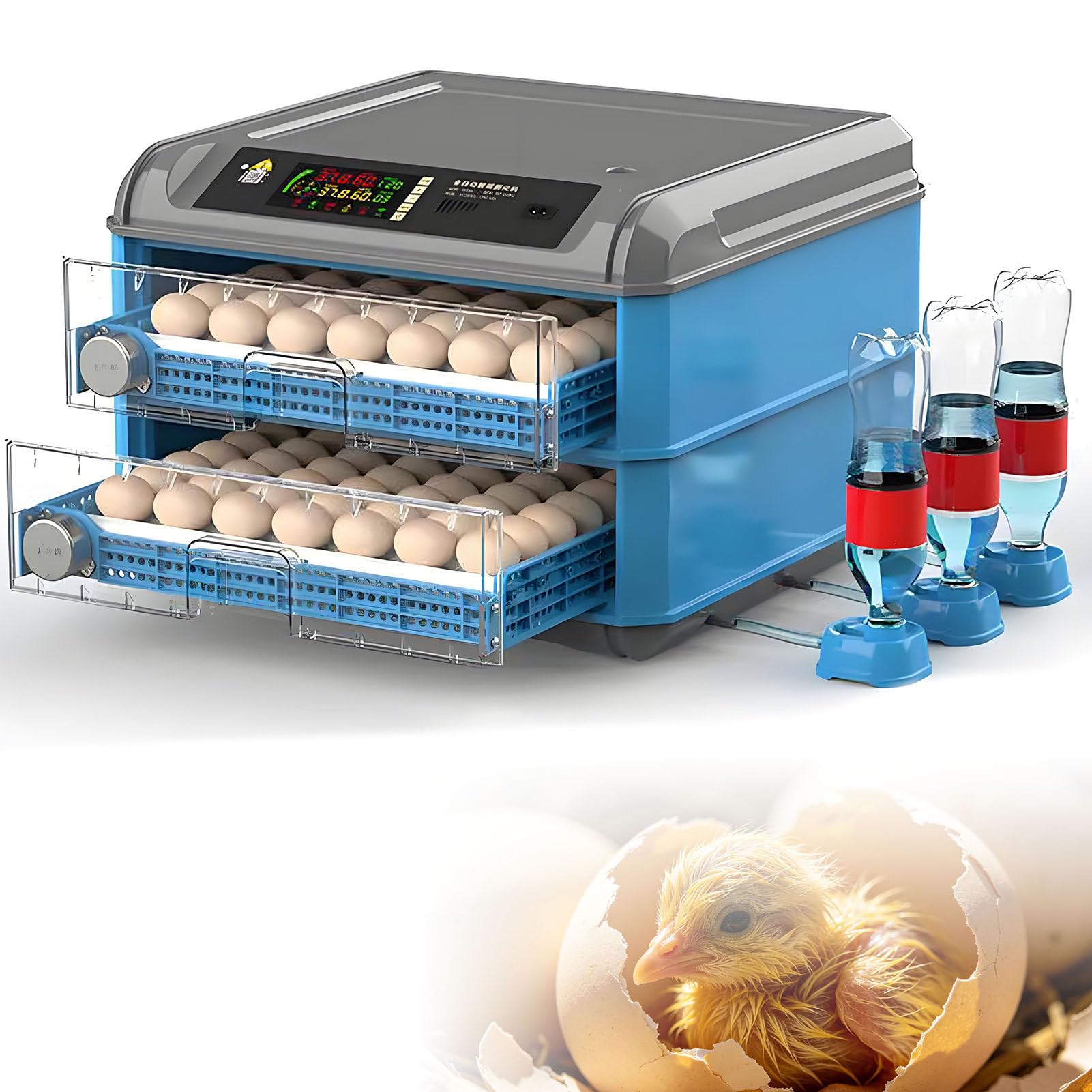 SHENGSHIYU Egg Incubator for Hatching Eggs Quail Parrot Duck Bird,Incubation,Hatching,Brooding,Digital Poultry Hatcher Machine with Automatic Egg Turning & with Temperature Control 2Layers
