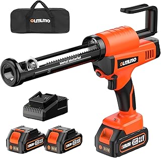 Caulking Gun Cordless, 10 oz/300ml, Electric Caulking Gun w/ 4000mAh 6-Speed Anti-Drip, Adhesive Gun Kit Metal Alloy Arm, Durable Dripless Caulk Gun for Battery,Include Dual Battery,Fast Charger