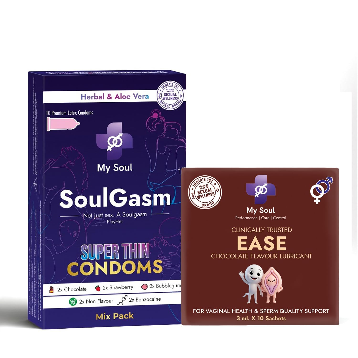 My Soul Mixed Combo Pack Super Thin Premium Latex Condoms with Herbal & Aloe Vera, Assorted Flavors (Condom + Chocolate Lub)-image-9
