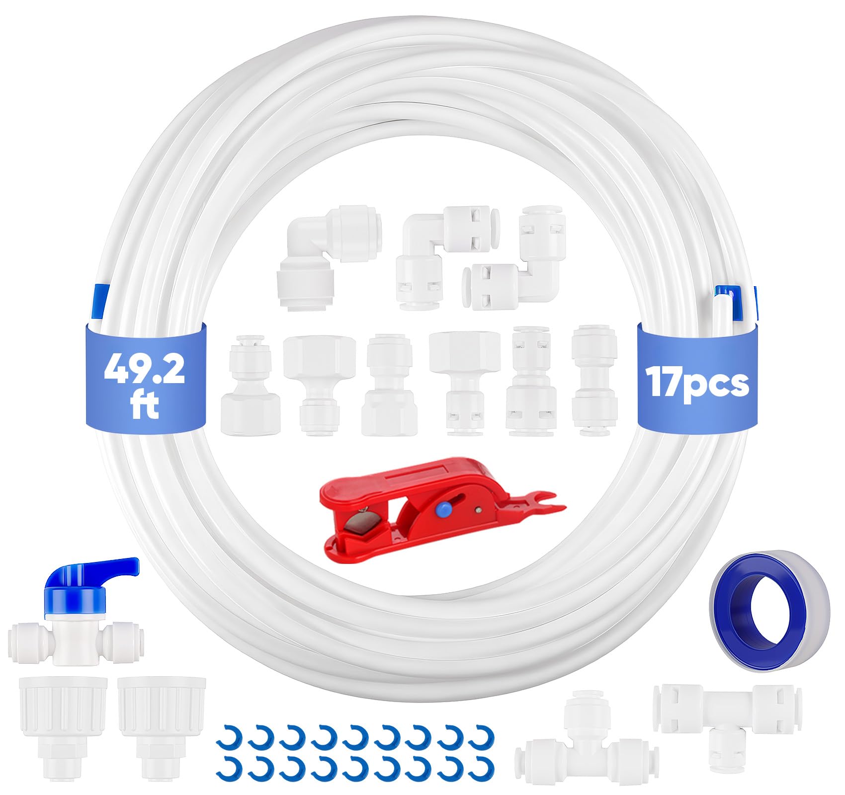 Tuyau d'eau pour réfrigérateur américain et connecteur de ligne d'eau 1/4 pouce pour filtre RO