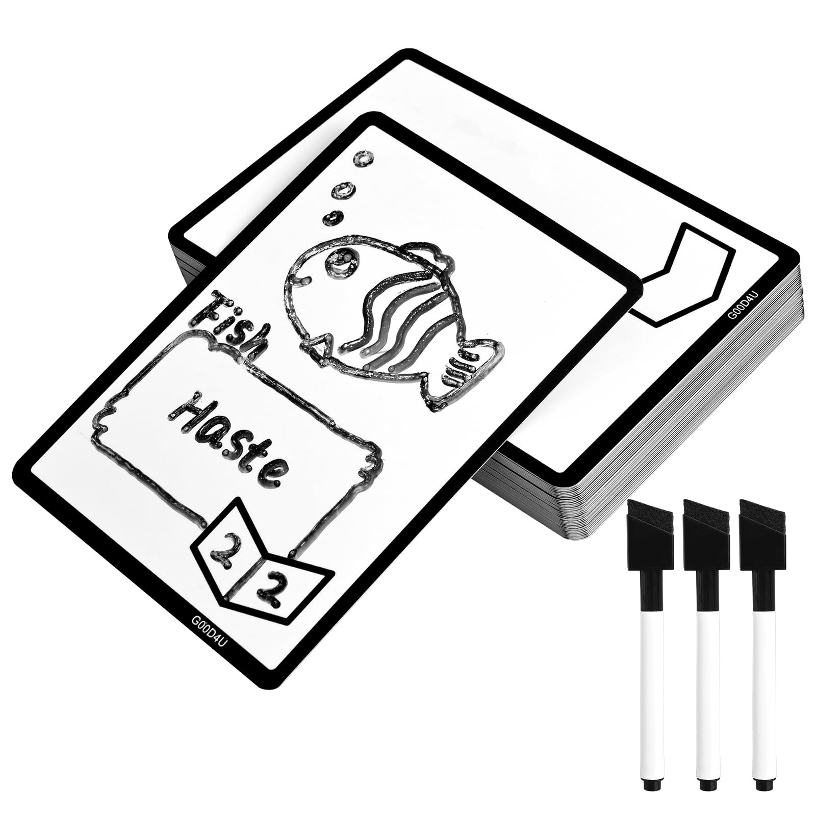 50 Pieces Reusable Dry Erase MTG Tokens Double-Sided Universal MTG Tokens Card with 3 Pcs Marker Pens for Magic The Gathering DIY Blank Card Games Accessories