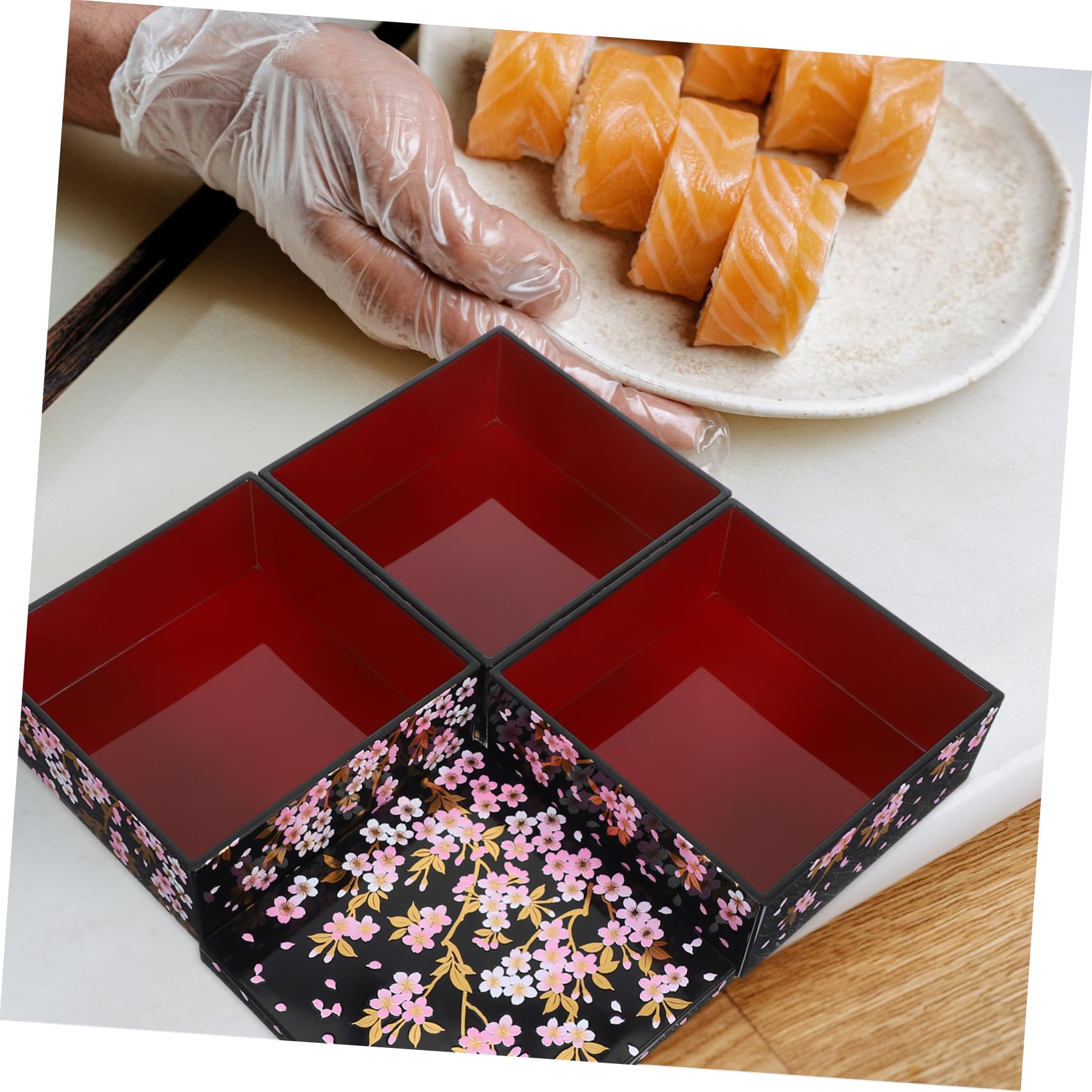 Alipis Boîte Bento Japonaise à Trois Niveaux Fleurs de Cerisier