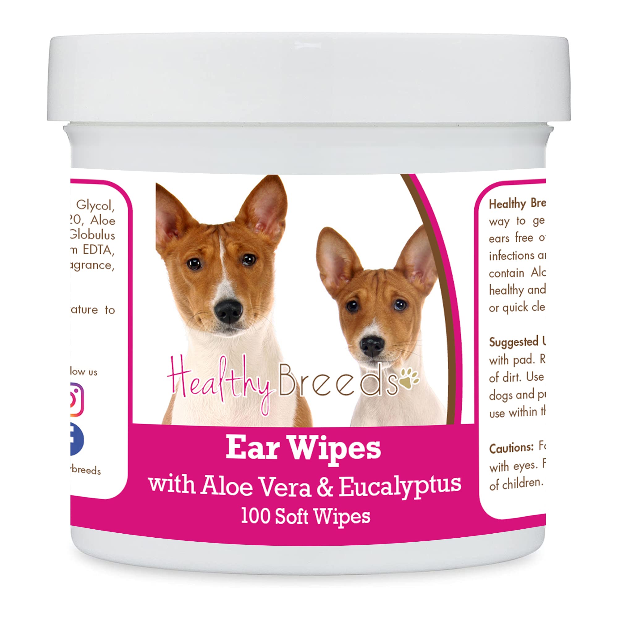 Healthy Breeds Basenji Ear Cleaning Wipes with Aloe &amp; Eucalyptus for Dogs 100 Count