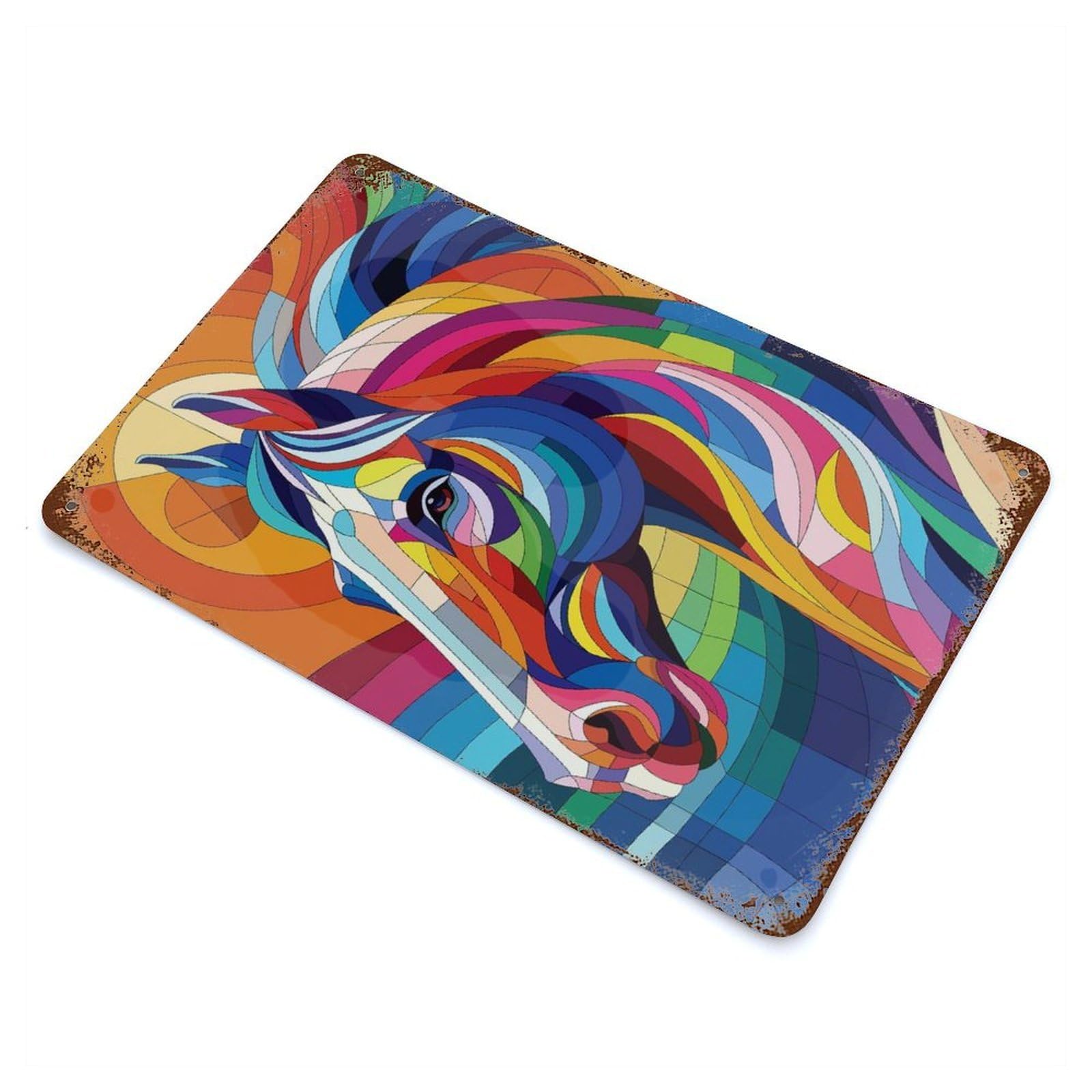 Garage Style Horse Wpap Pop Art Rust Effect Tin Sign 11.8"x7.9", Vintage Wall Decor for Bar And Workshop