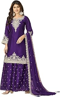 Yami fashion pure silk with heavy embroidery work stitched designer sharara suit for women and girl's |Wedding suit |Ready... Price In India