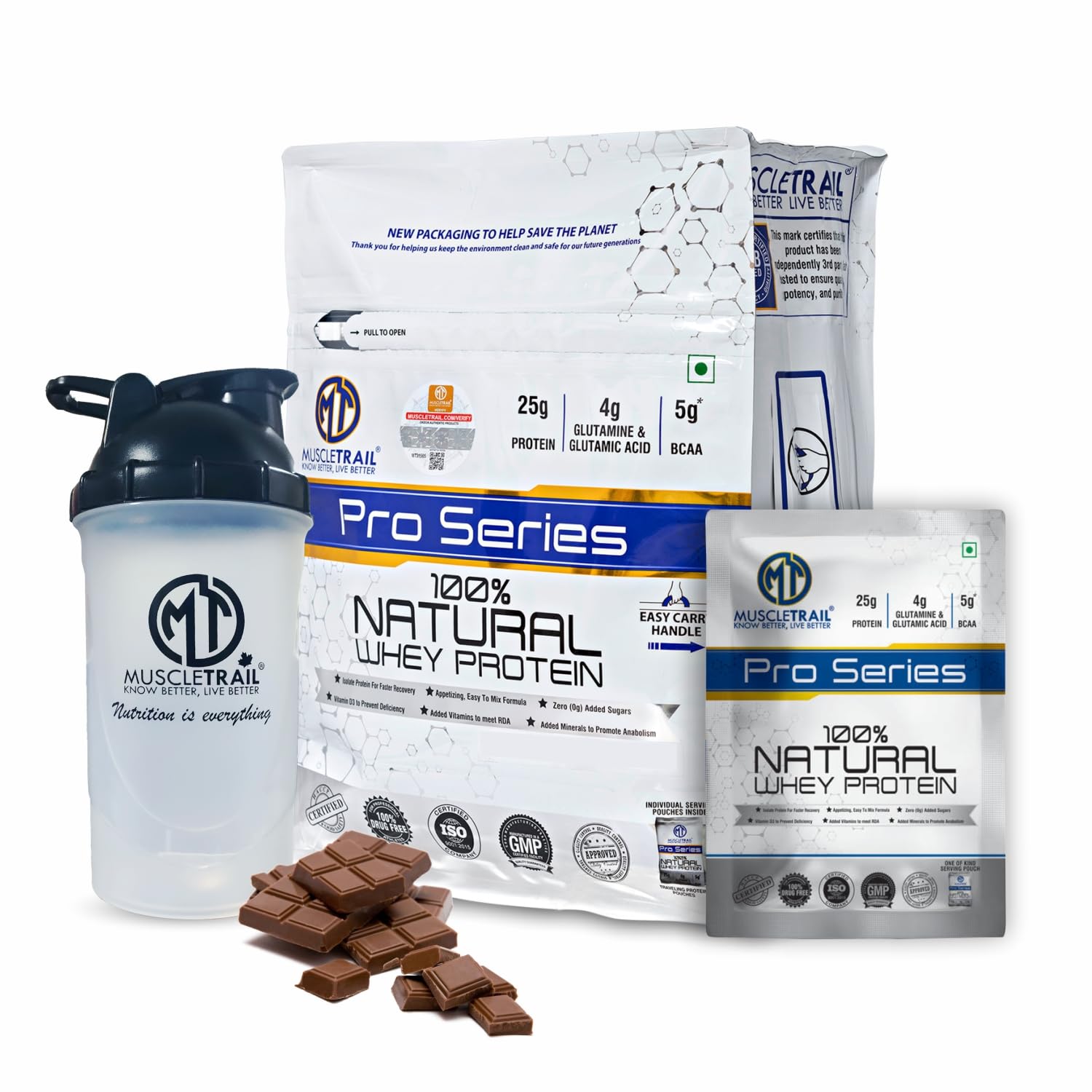 MuscleTrail Pro Series Whey Protein, 50 Pouches, 25g Protein, Isolate Source, Low Carb, 4g Glutamine & Glutamic Acid, 5g BCAA, 1.79Kg, Chocolate (B0BVN2XLKN) Amazon Price History, Amazon Price Tracker