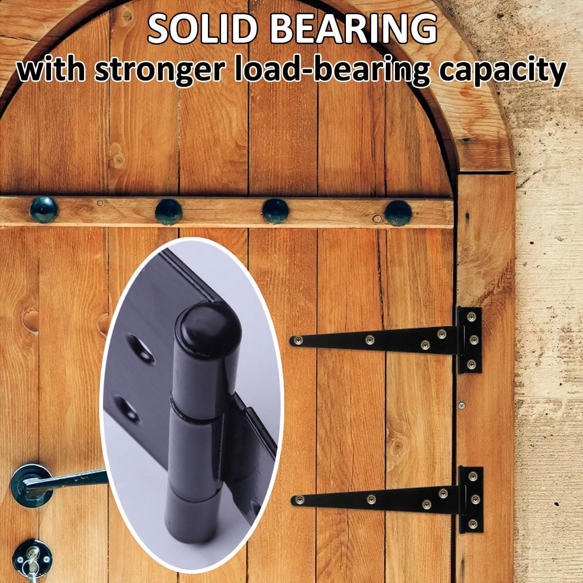 Pack of 3 T-Hinges with Screws 150 mm T-shaped Hinges Heavy Duty Garden Gate Hinge 6 Inch Barn Doors Hinges Shed Door Hinges Foldable Black