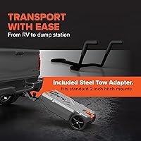 Vista 7 de Camco Rhino - Tanque portátil de 15 galones para RV - Cuenta con ruedas grandes resistentes a pinchazos y orificio de drenaje bajo - Incluye