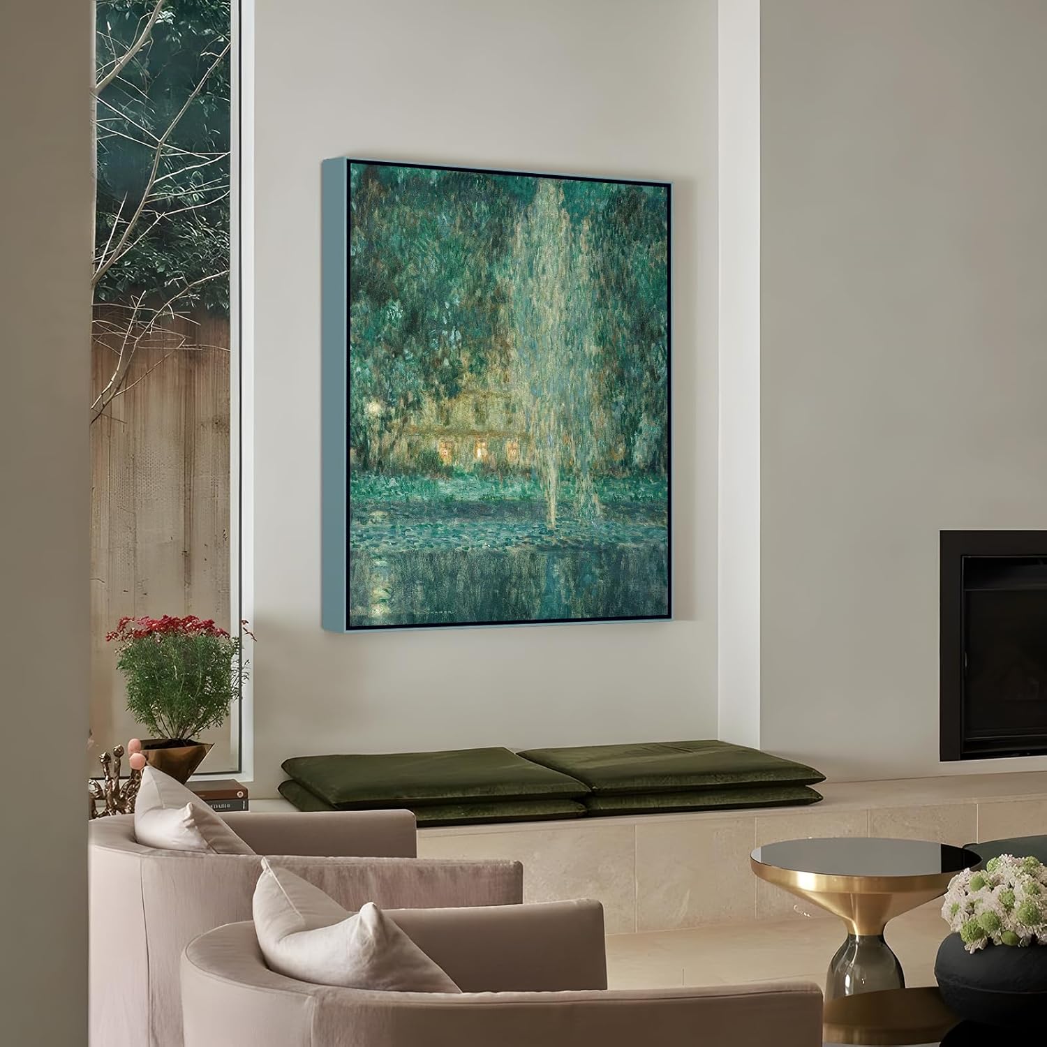 Floater Frame for 24x30 Canvas Paintings, DIY Metal Floating Frames with 1.5" Deep for Art Show Exhibition Home Office Gallery Wall Decor, Abstract Artwork for Modern Rustic Room (Cadet Blue)