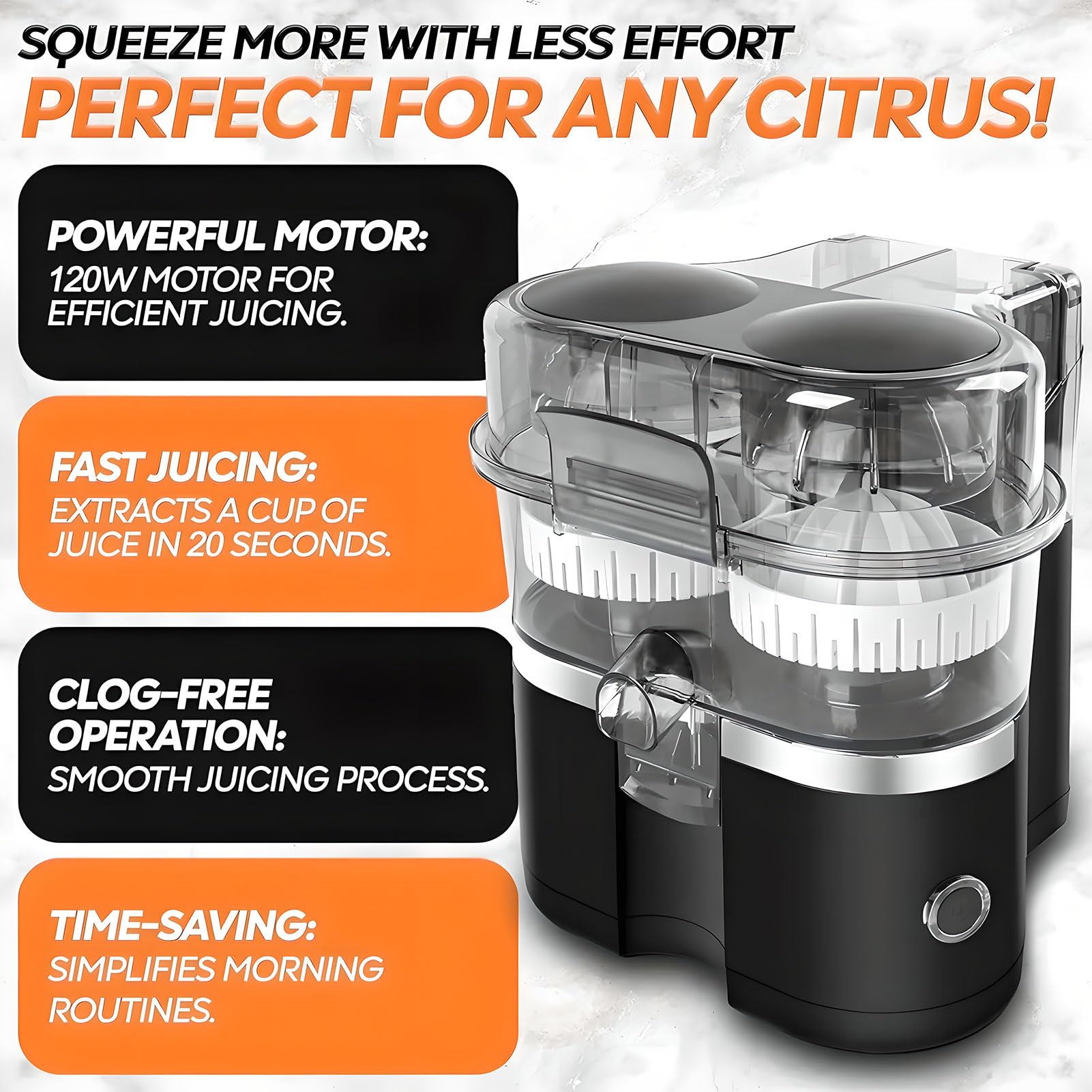 Exprimidor eléctrico de cítricos, exprimidor de naranjas de doble cabezal, extracción rápida, para limones, naranjas y pomelos white