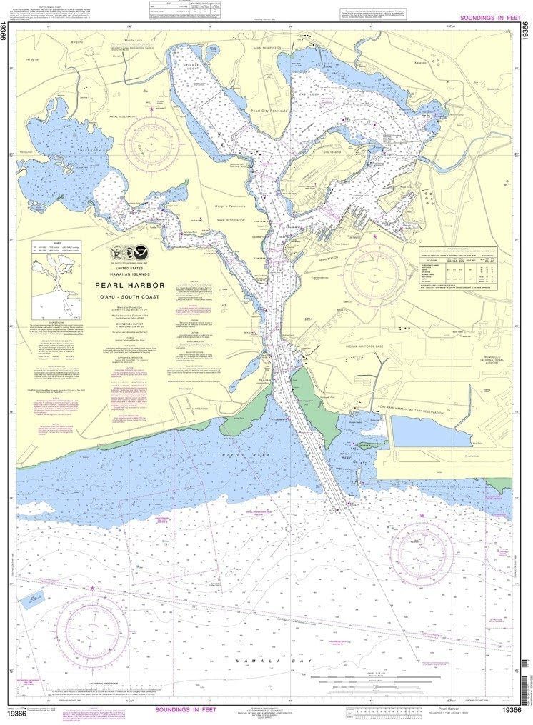 NOAA Chart 19366: Pearl Harbor O'ahu South Coast