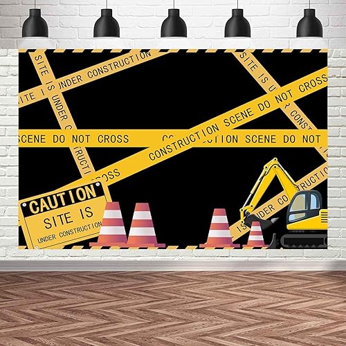 Miniatura 3 de Telón de fondo con temática de construcción para fiesta de cumpleaños temática de construcción, MEETSIOY Dump Truck Digger Zone para niños, fiesta
