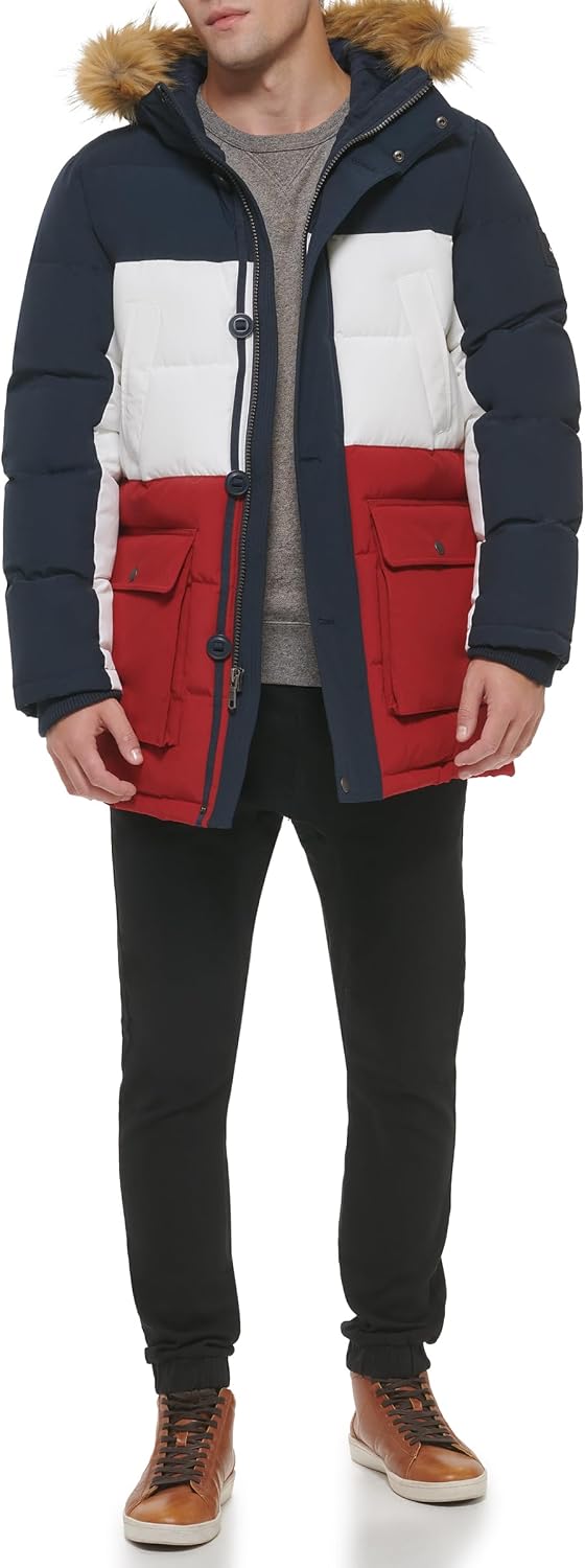Tommy Hilfiger Men's Arctic Cloth Full Length Quilted Snorkel Jacket
