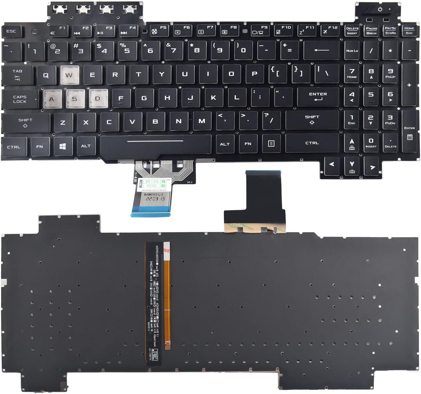 Replacement Keyboard Compatible with Asus TUF Gaming FX505 FX505DD FX505DV FX505DU FX505DY FX505GD FX505GE FX505GM FX505GT TUF705DD TUF705DT TUF705DUFX86 Serie RGB Backlight