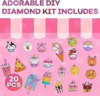 Vista 2 de Kits de Pintura de Diamantes Cymbana para Niños 20 Piezas de Postres Incluye Cupcake, Dona, Helado, Palomitas de Maíz, Galletas