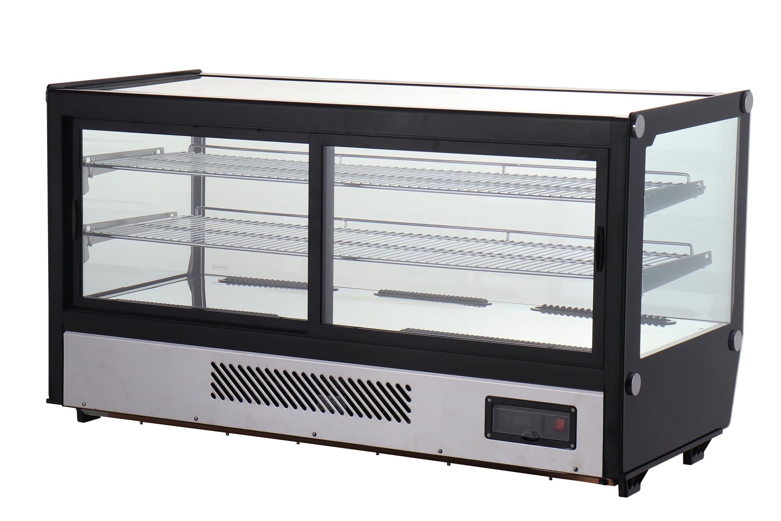 METRO Professional Vetrina refrigerata orizzontale GCV1200R, acciaio inox/vetro, 207 L, raffreddamento ventilato, 400 W, 2 ripiani, argento/nero