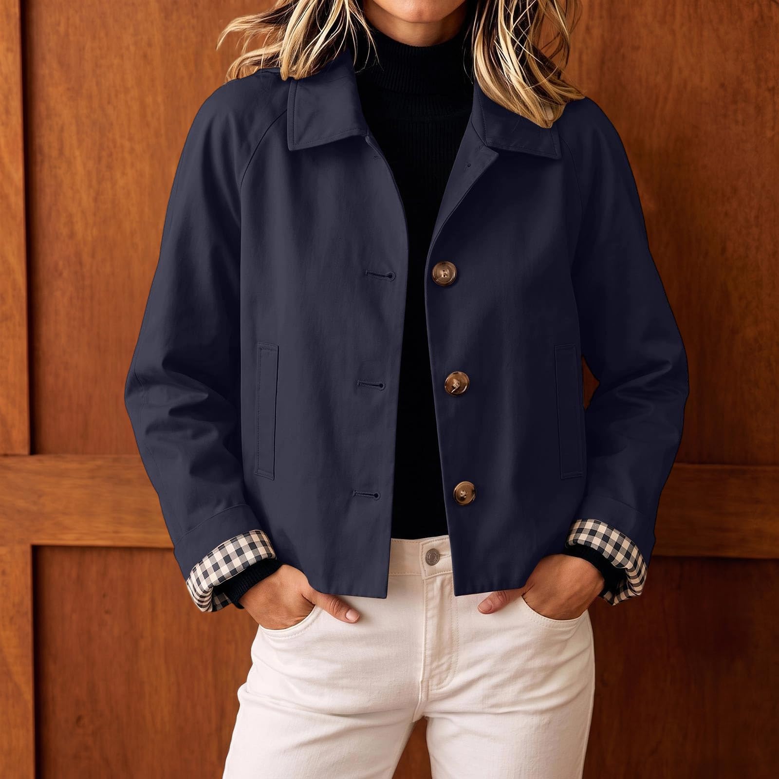Generisch Hemdjacke Damen Kurz Jacke Damen Elegant Mit Knöpfen Leicht