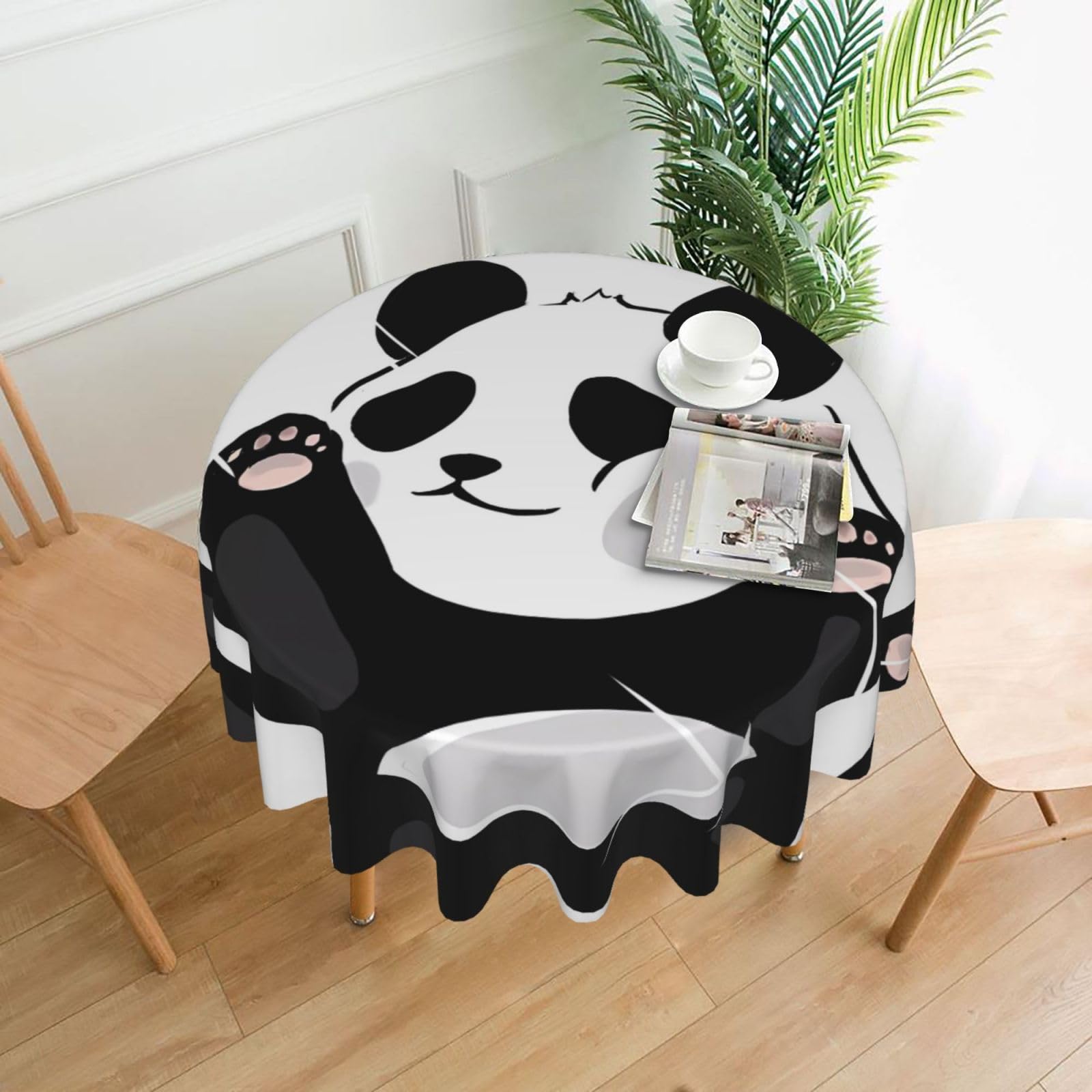 MROWYC Funny Panda Printed Practical Round Tablecloth, Durable, Suitable for Home, Restaurant, Hotel, Gathering, and Decorative Table Covers