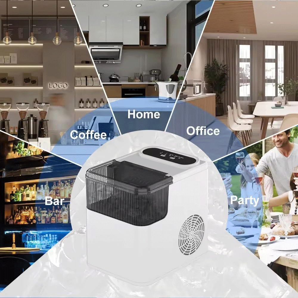 Macchina per Produttore di Ghiaccio per controsoffitto - 12 kg/26 libbre al Giorno, 2 Dimensioni di Ghiaccio Proiettile, stoccaggio da 500 g | Portatile e Piccolo, Rende Il Ghiaccio Chiaro | per casa
