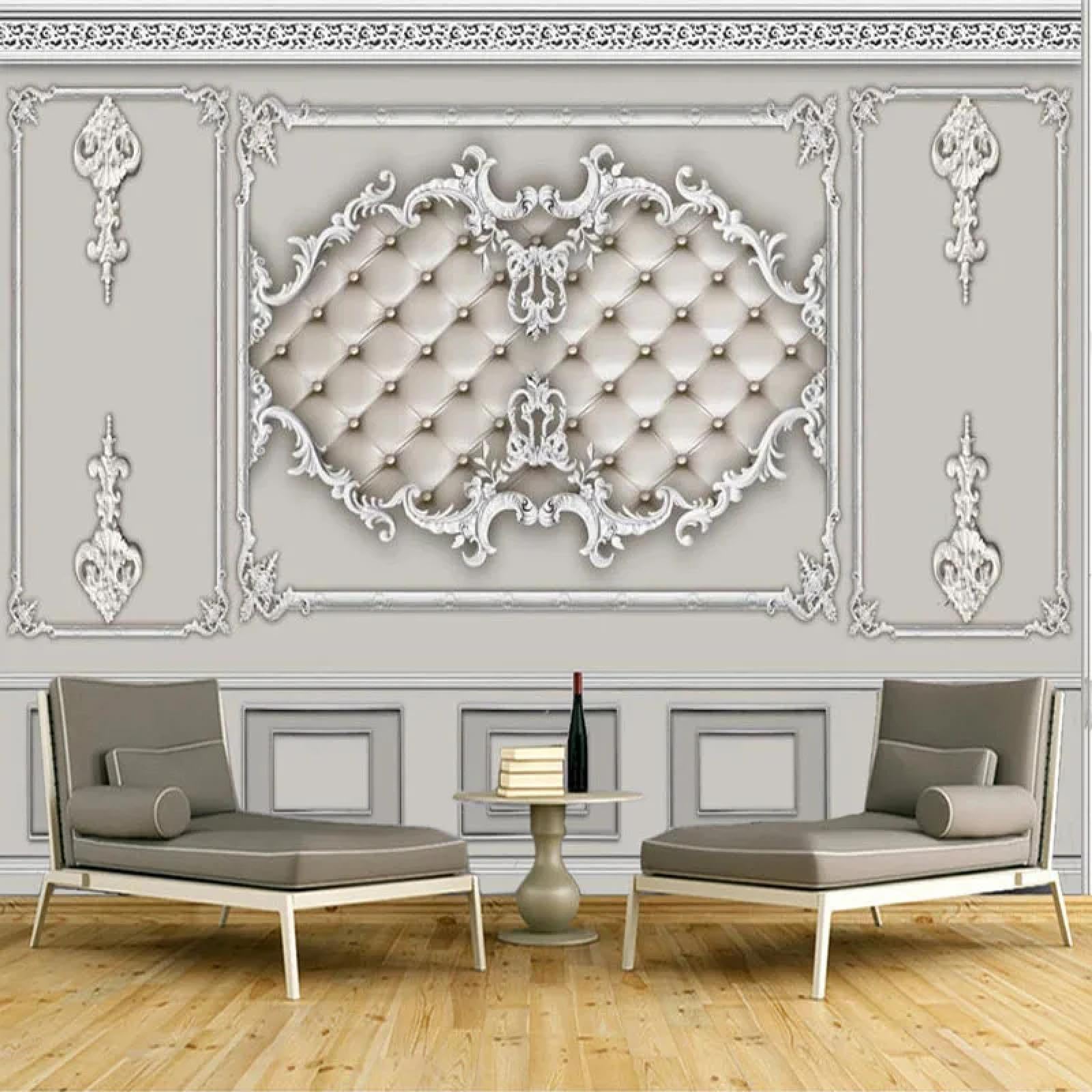 Revêtement mural capitonné argenté 3D pour cocooning chambre