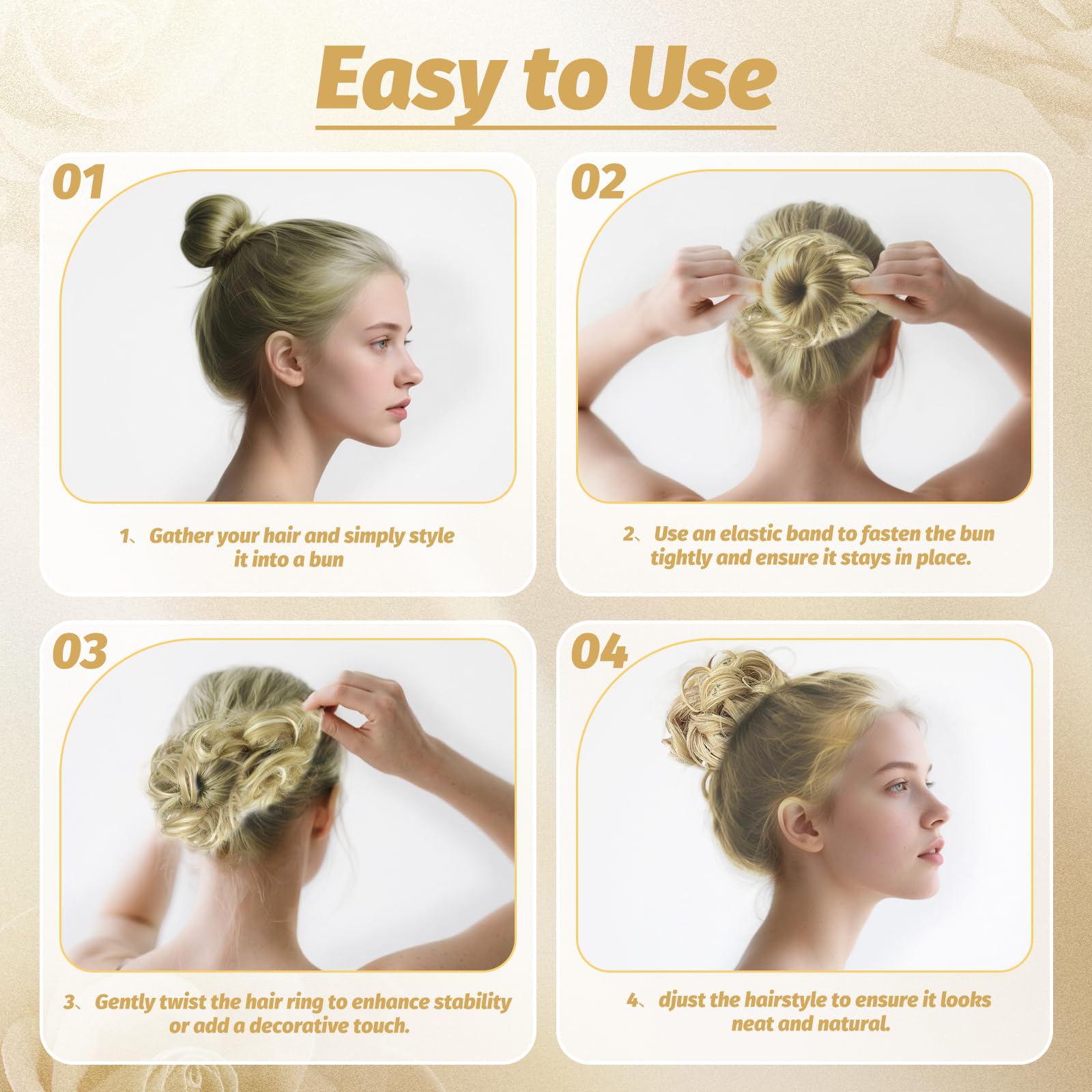 Messy Bun Hair Piece for Women Curly Wavy Hair Bun Extensions, Synthetic Tousled Updo Clip On Hairpieces - Image 4