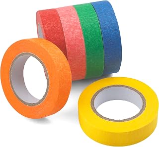 Colored Masking Tape, Colored Tape 6 Rolls, Painters Tape, Artist Tape, Rainbow Tape, Color Tape for Kids, DIY Craft Tape,Back to School Gifts for Students, 0.59inch x16.4yards,Diameter 2.48 Inch