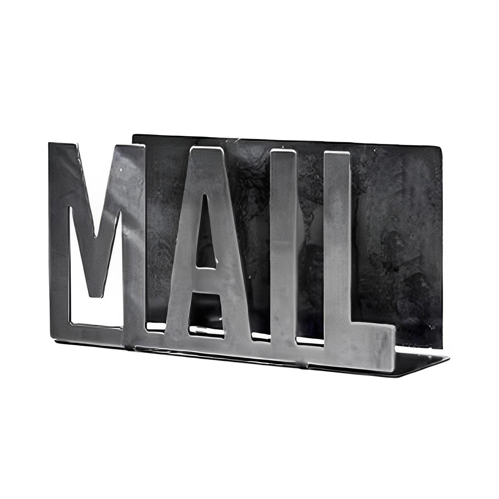 Rianpesn Letter Holder for Desk, Metal File Holder Desktop, Letter Organizer with Cutout Mail Lettering Design, Offices Envelope and Document Storage Rack