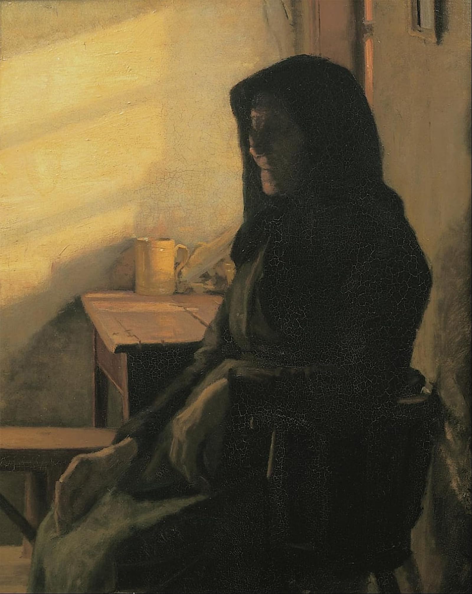 POSTERIIk Vintage Classic Picture Landscape Artwork a Blind Woman in Her Room by Anna Ancher Portrait Canvas Painting for Office Home Decor 60x90cm