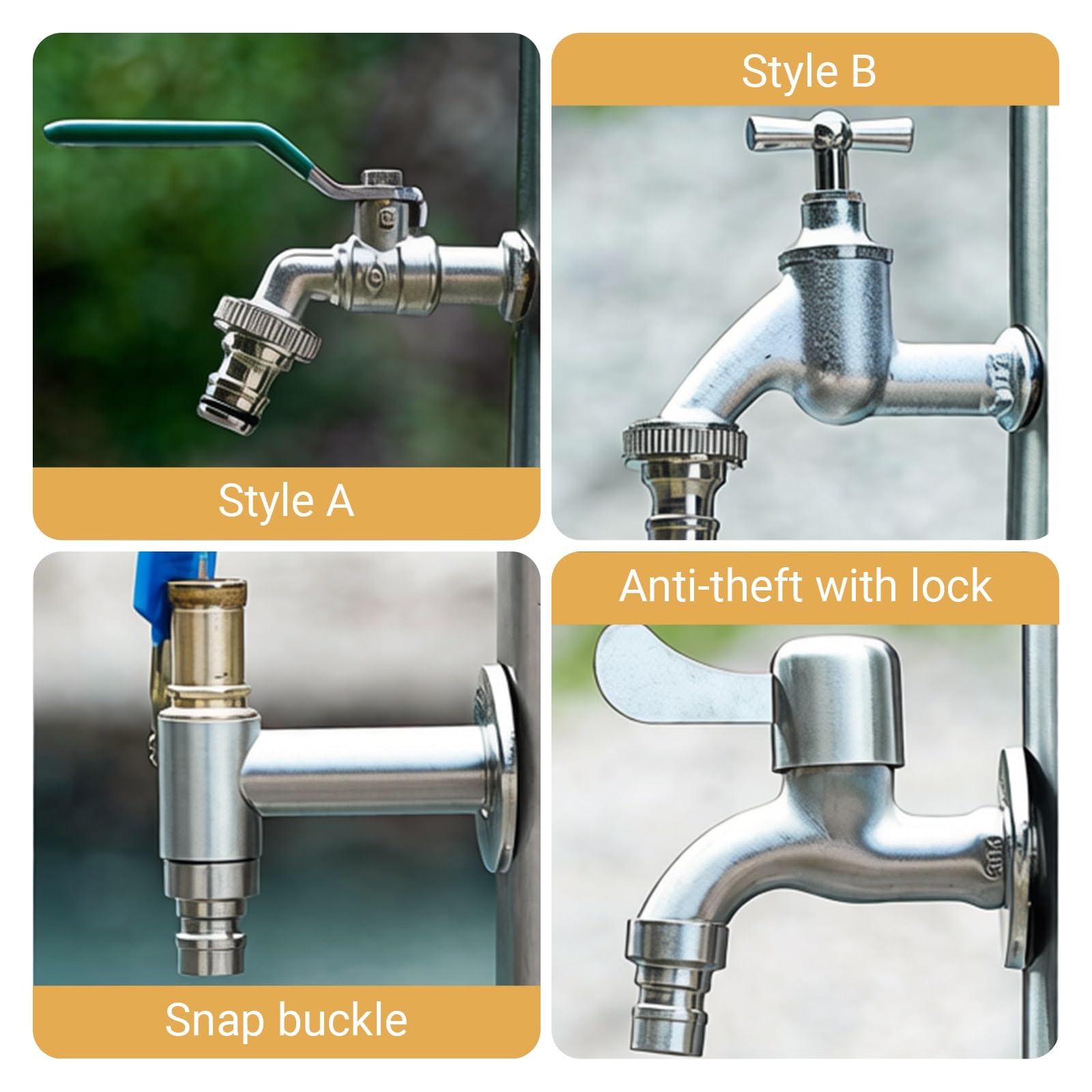 Robinet à Colonne d'eau de Type G en Acier Inoxydable - Robinet et Tuyau d'extérieur antigel pour l'irrigation, Le Lavage et Les fontaines - 50 x 20,5 cm (19,7 x 8,1 Pouces)
