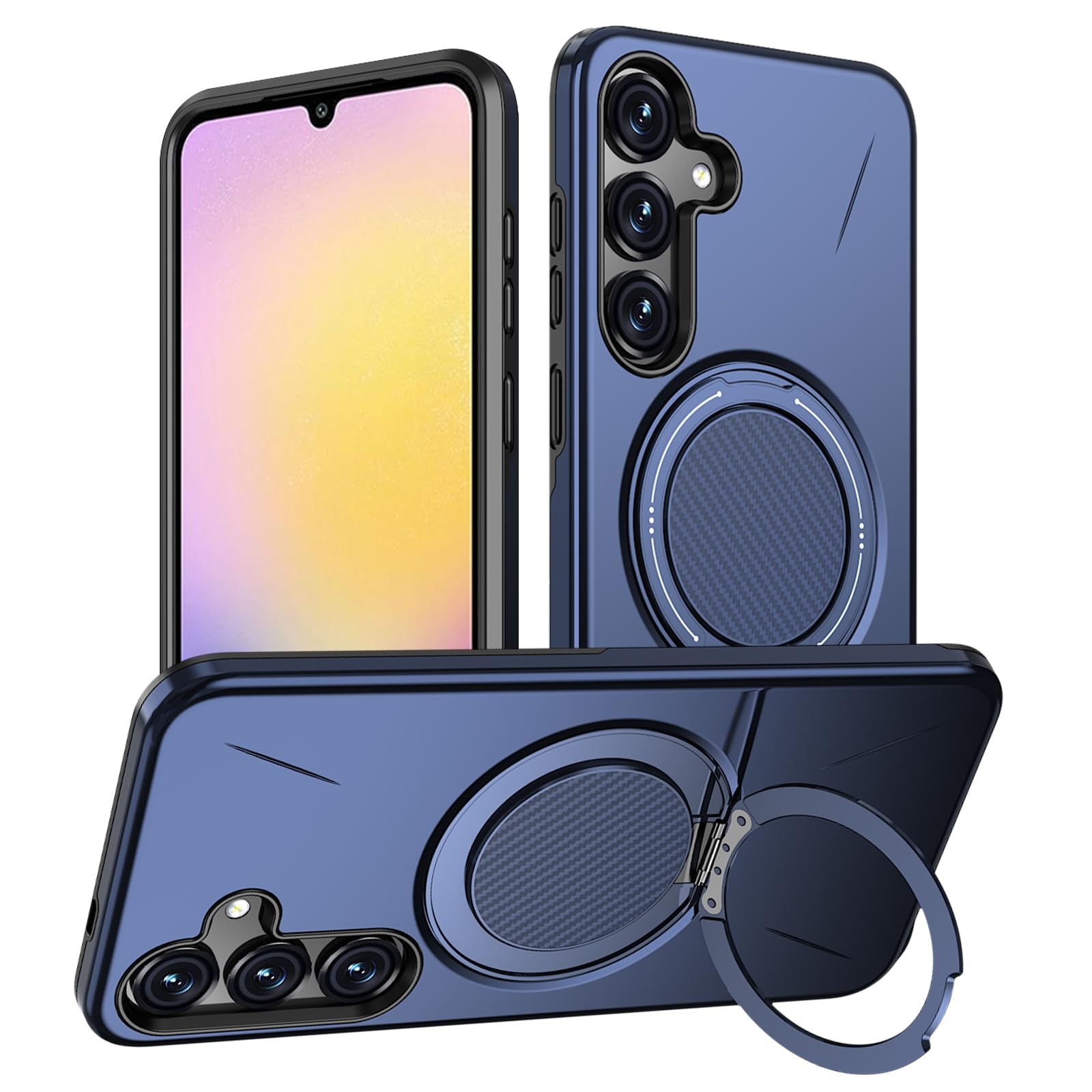 Vanki für Samsung Galaxy A25 5G Hülle Kompatibel mit Magnetisc für Samsung A25 handyhülle mit 360 Grad Ring Ständer A25 Schutzhülle aus flexiblem TPU und robustem PC Doppelschutz (Blau)