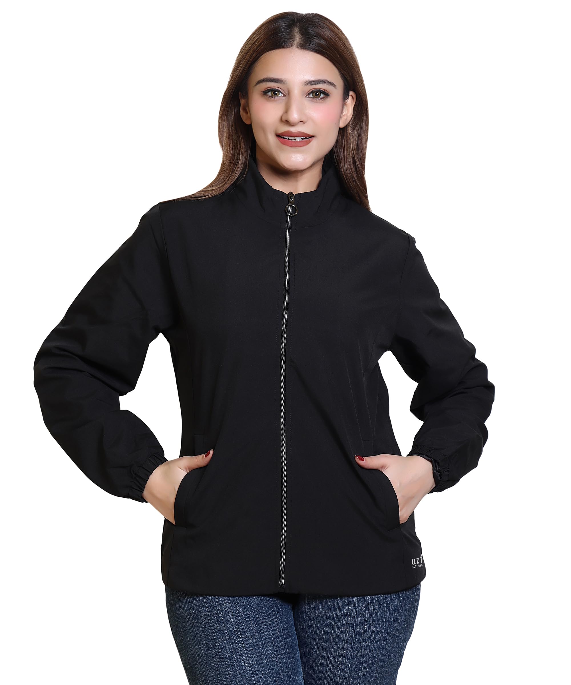 azf Women's Windcheater Jacket - Lightweight Polyester Zipper Closure With Side Pockets | Full Sleeve Jacket For Womens| Stylish & Water-Resistant-picture-30