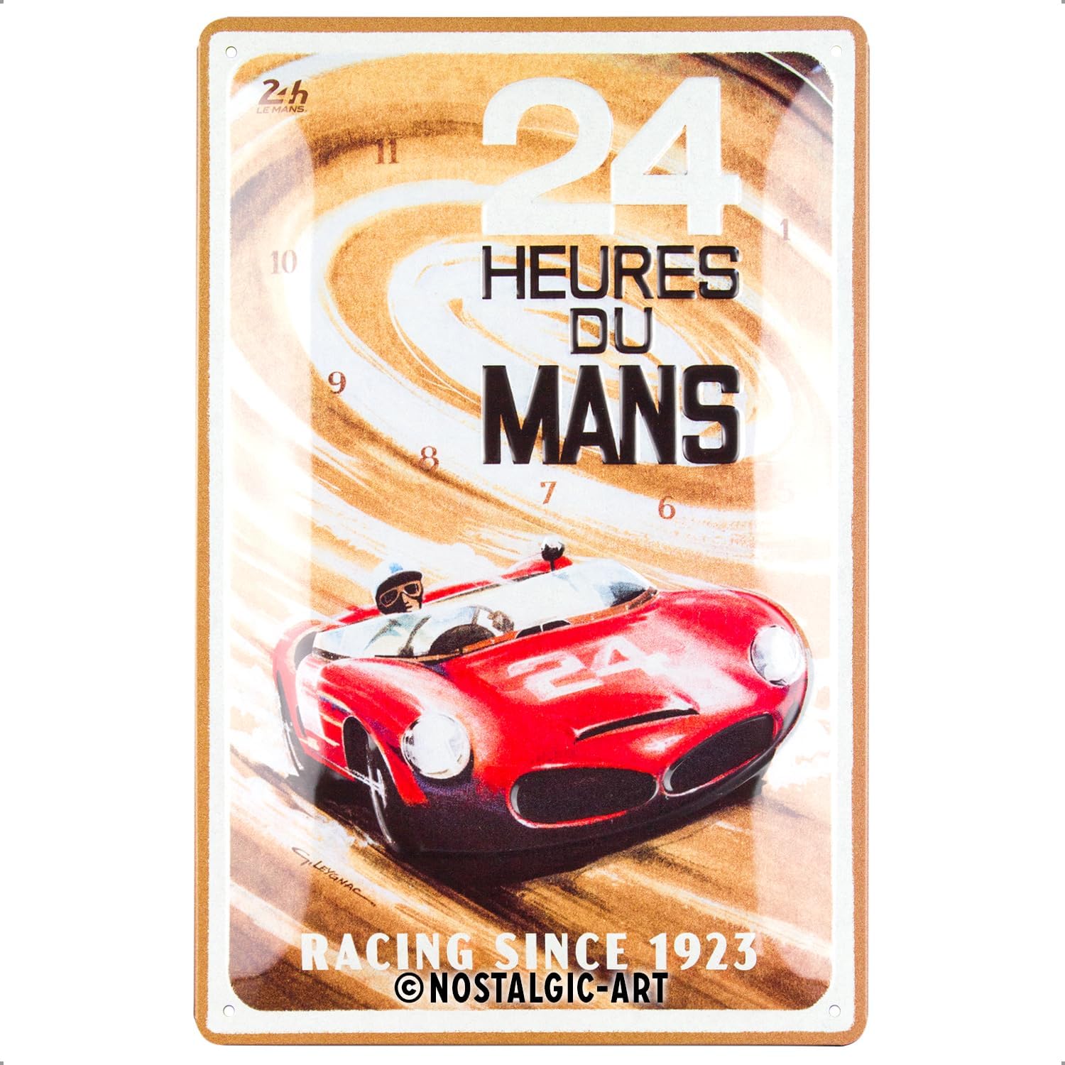 Nostalgic-Art Retro Tin Sign, 20 x 30 cm, 24h Le Mans - Red Car 1963 - Gift Idea for Motor Fans, Original Licensed Product (OLP), Made of Metal, Vintage Design, Tin Signs Sayings