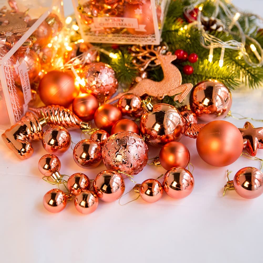 30 Pezzi Albero Di Natale Decorazioni Baubles Set Oro Palline