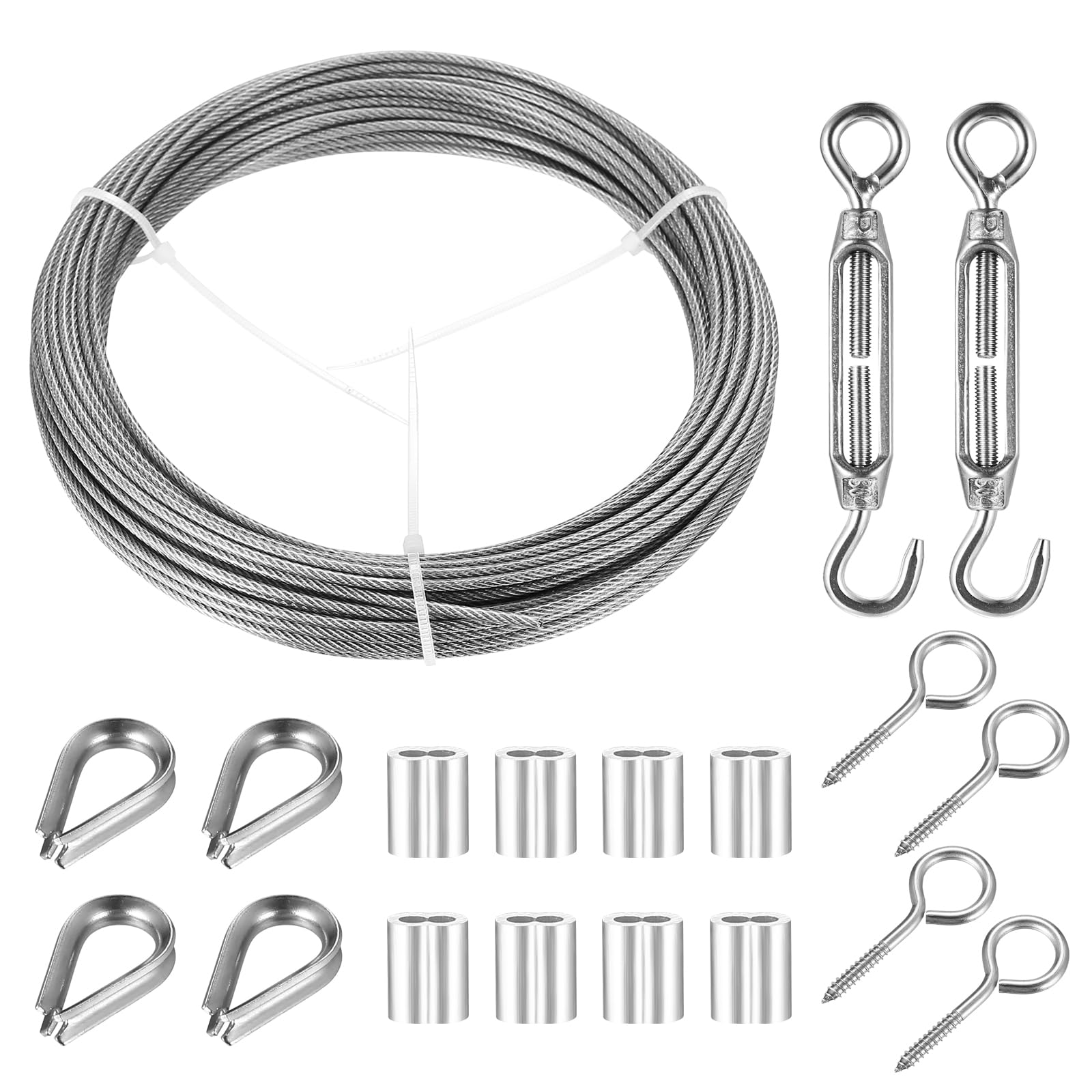 Cable de Acero Inoxidable 2mm x 15m Kit con Tensores para Jardín