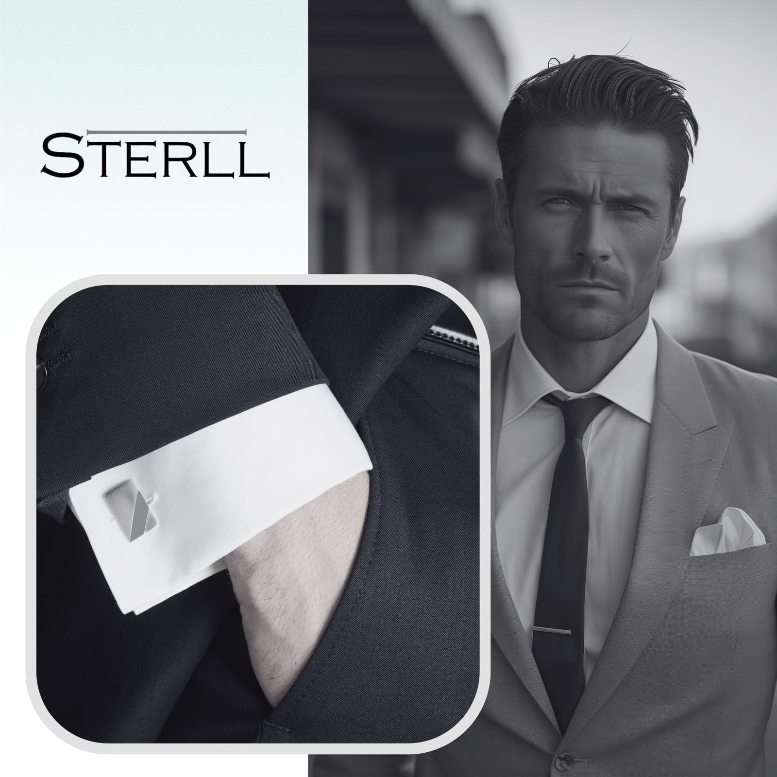 Elegante Herren Manschettenknöpfe Aus 925 Silber Mit Gebürstetem Finish