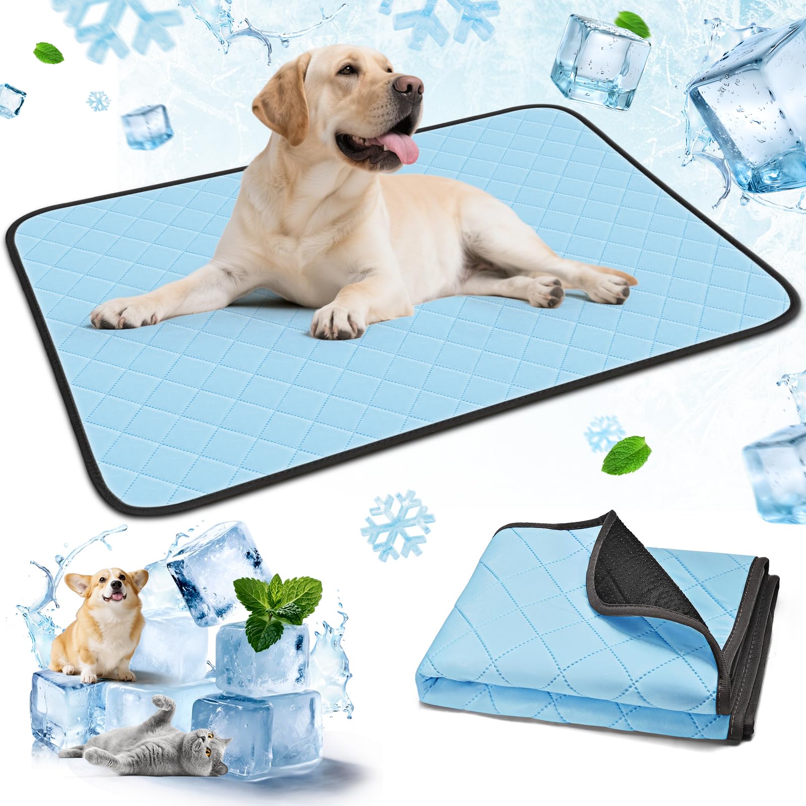 Clefivie Cooling Mat for Dogs, Cooling Mat for Cats, Dog Cooling Mat, Self-Cooling, Washable Cooling Blanket for Dogs, Cooling Mat, Summer, Non-Slip Cat Cooling Mat, Bed Cooling Pad Dog