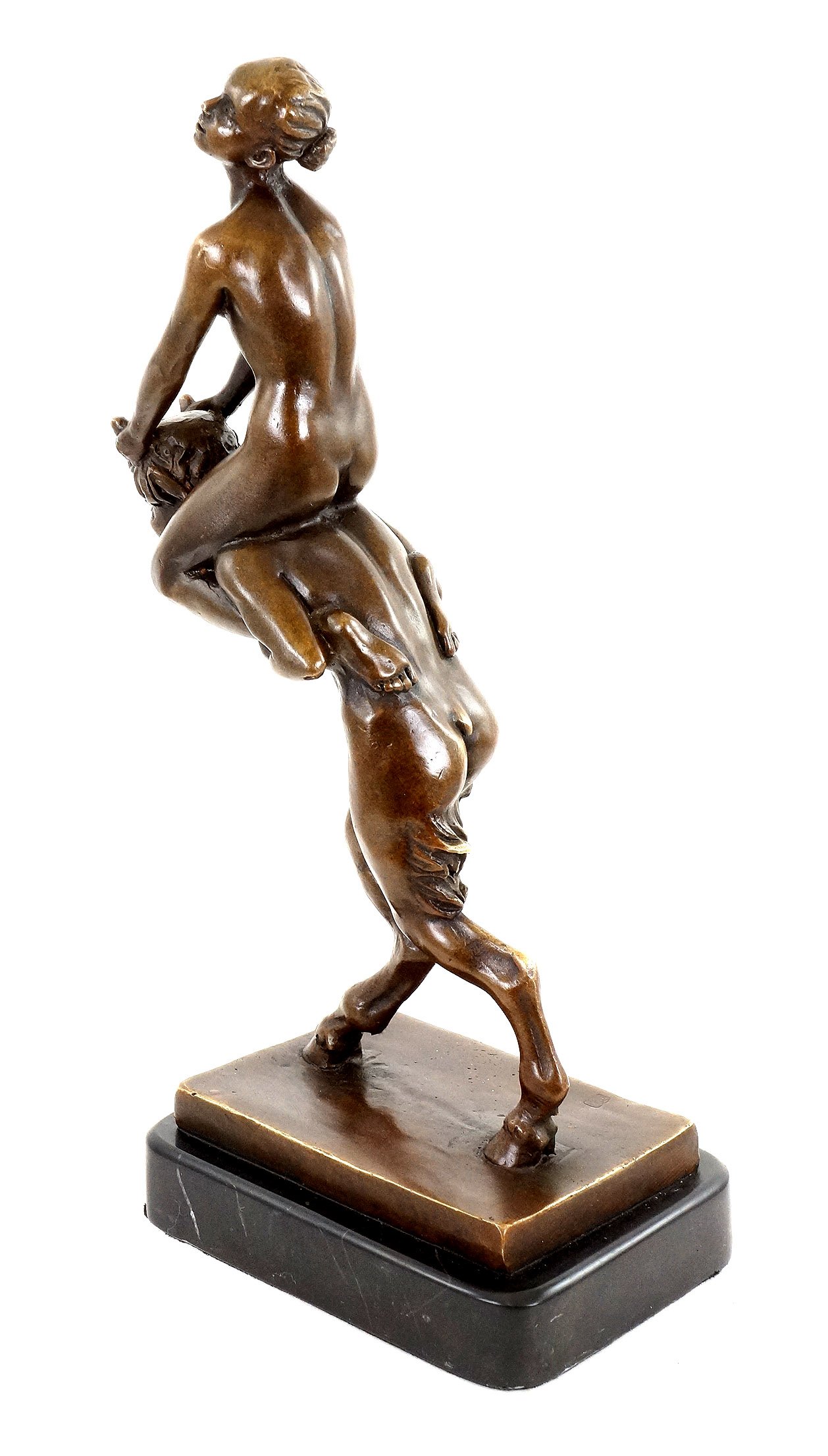 Kunst & Ambiente - Jungfer reitet Faun - Wiener Bronze - Bergmann signiert - Faun - Teufel - Satyr kaufen - Skulptur - Statue - Wohndeko