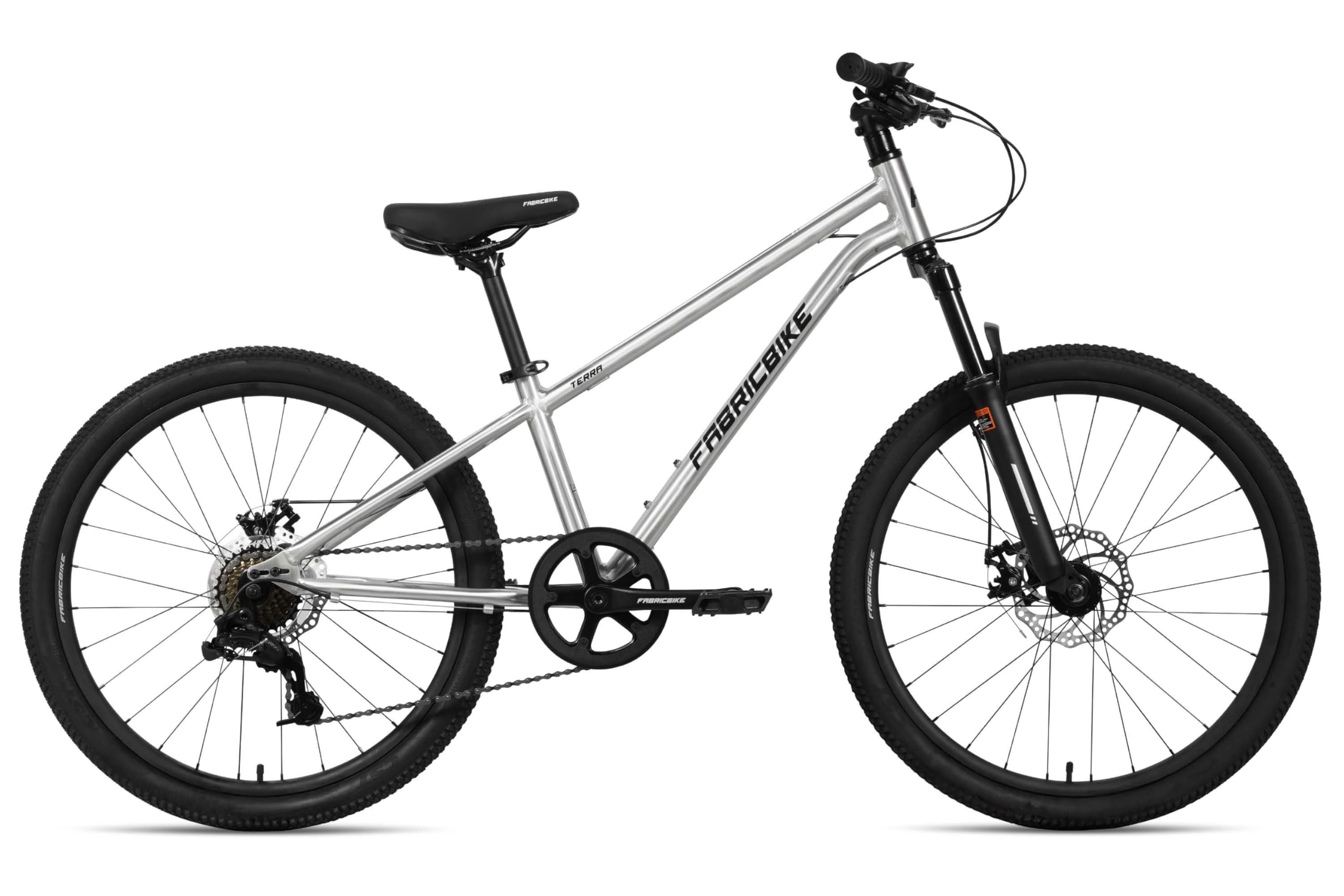 FabricBike Terra - Bicicleta de montaña de Aluminio 24 Pulgadas para niños de 8, 9, 10 y 11 años, Bicicleta MTB, Freno de Disco, Cambio de 7 velocidades, Suspensión Delantera.