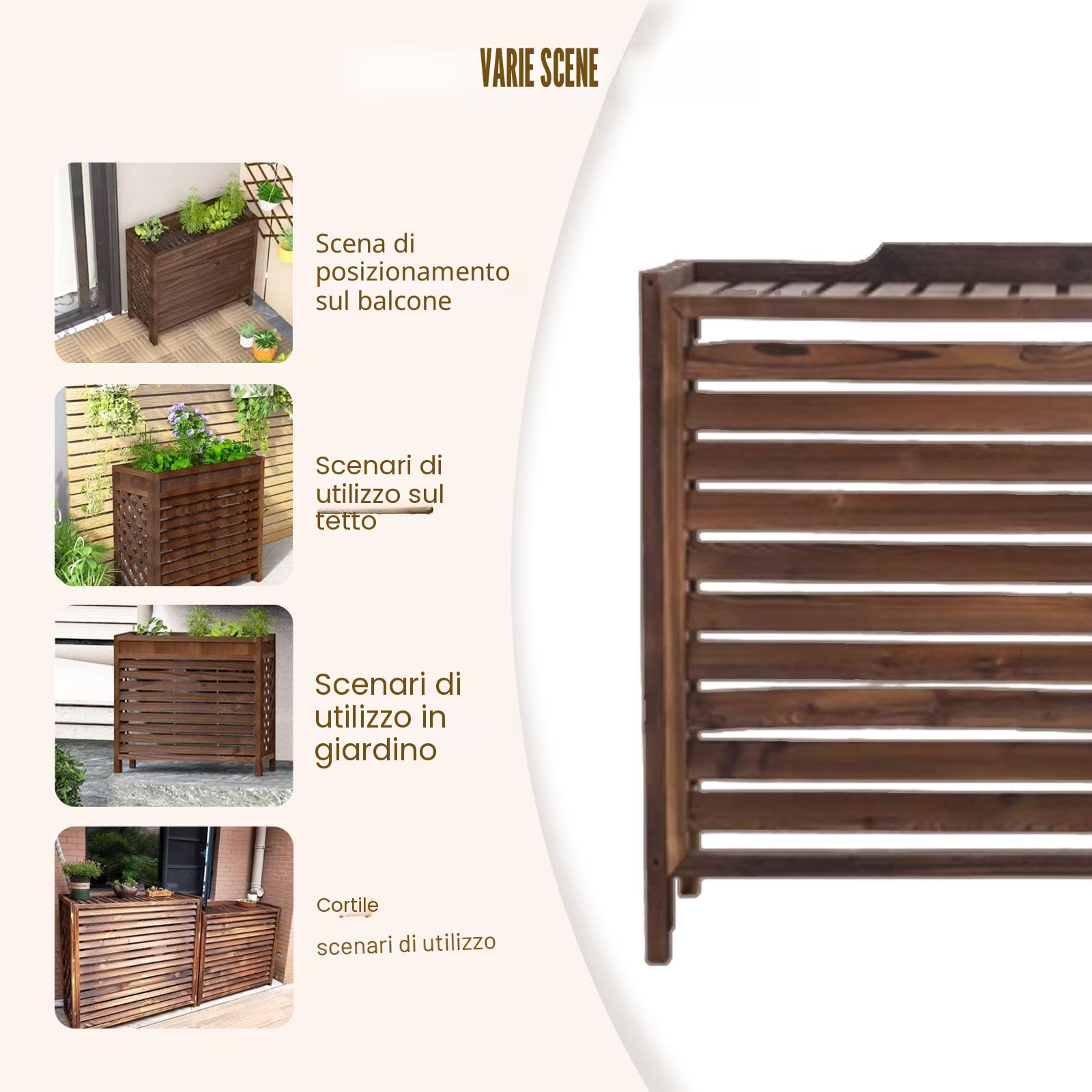 Copri Climatizzatore Esterno in Legno Copri Condizionatore Copertura Radiatore All'aperto Tavola Addensata Impianto Decorativo Display X-Large