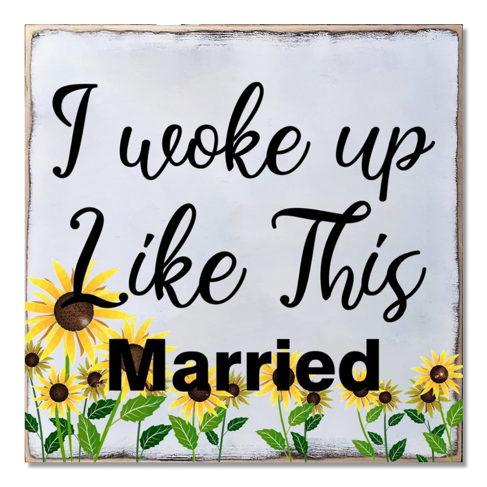 Plaque en bois mariage et tournesol pour sublimer les murs de votre chambre