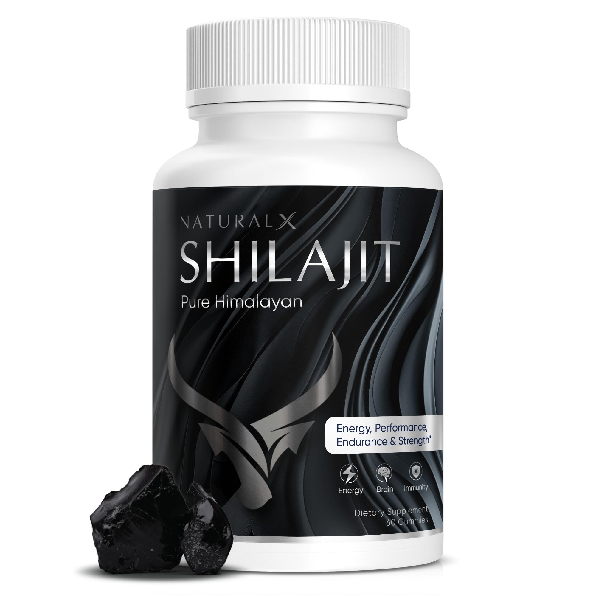Pure Shilajit Gummies - Himalayan Shilajit Gummies for Men and Women - Natural Supplement with Ashwagandha and Chaga for Energy, Stress Relief, and Immune Support - Vegan, Non-GMO (60 Count)
