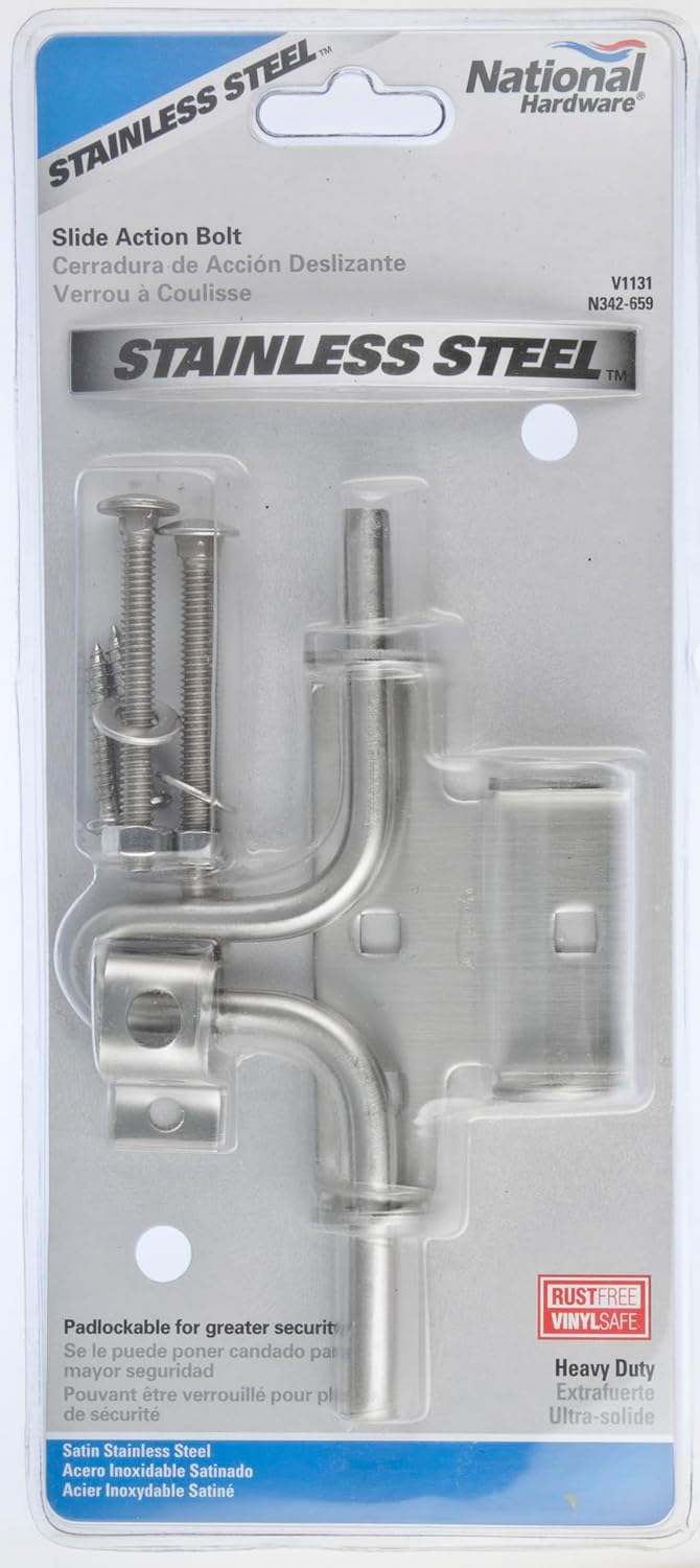 National Hardware N342-659 Sliding Bolt Door and Gate Latch, 0, Stainless Steel (Pack of 10)